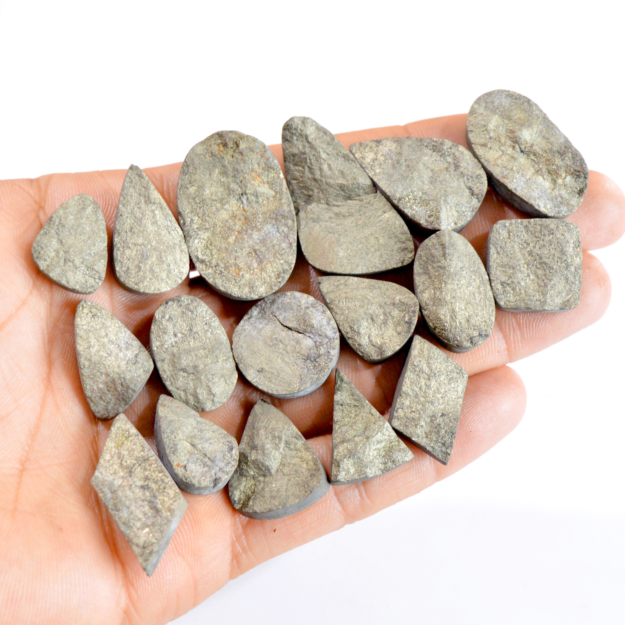 18 Pcs 624 Cts Natural Pyrite Druzy Mix Shape Loose Gemstone Lot 17x13-34x19mm 2652