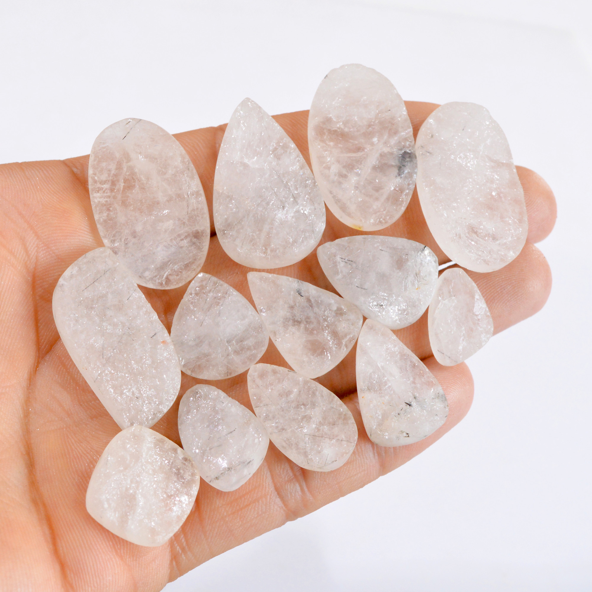 13 Pcs 276 Cts Natural Clear Quartz Druzy Loose Gemstone Lot 17x11-33x19mm 2654