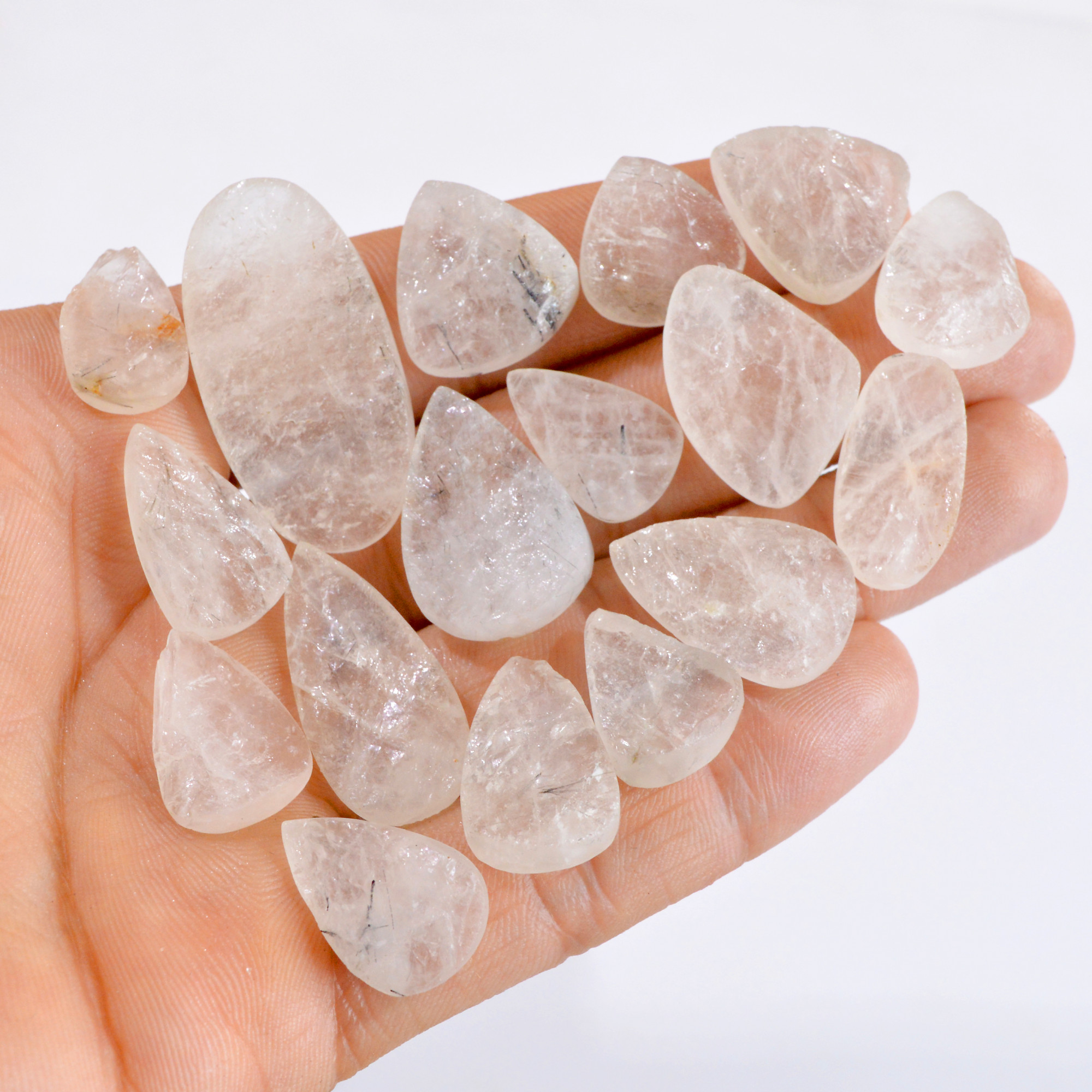 17 Pcs 246 Cts Natural Clear Quartz Druzy Loose Gemstone Lot 18x13-37x19mm 2655