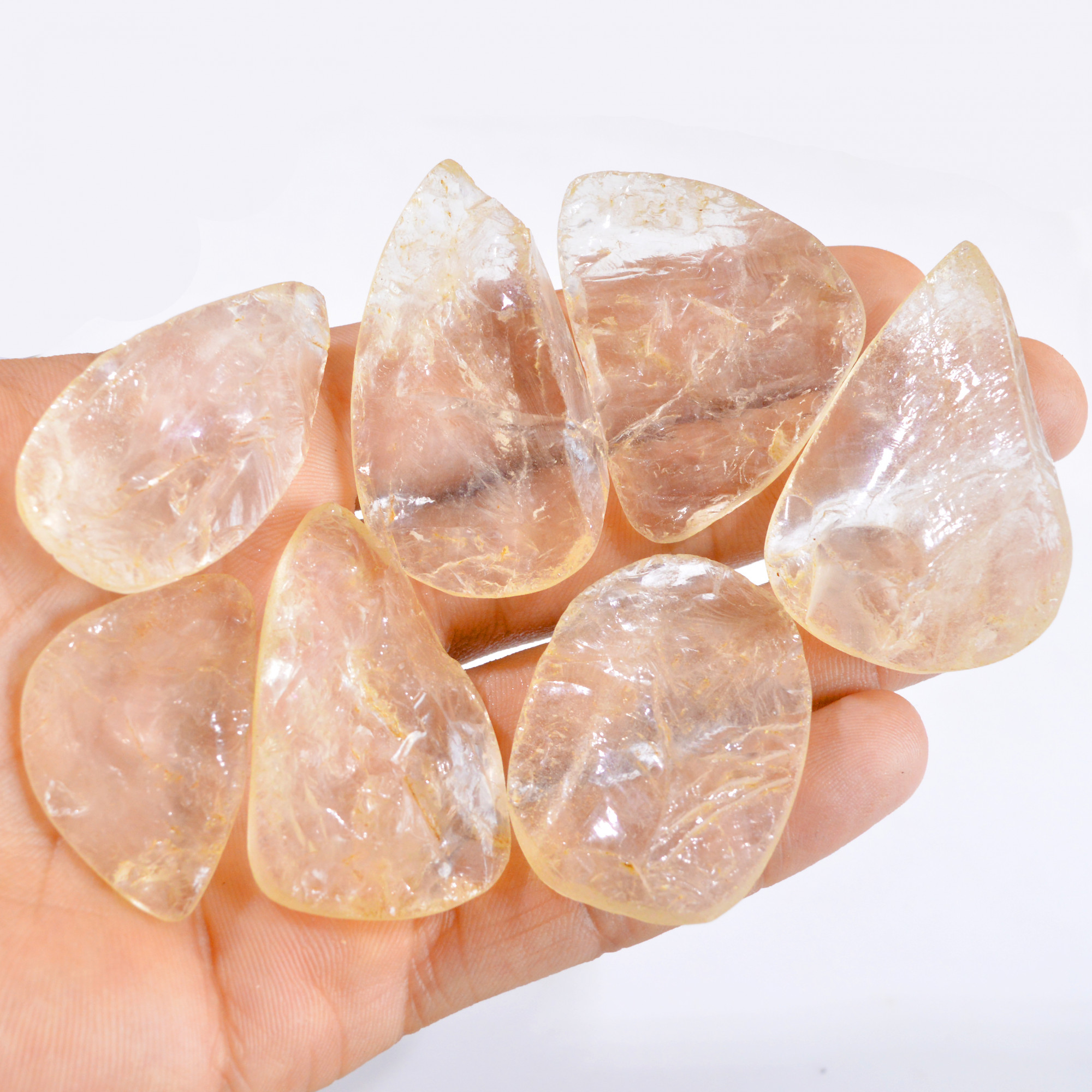 7 Pcs 658 Cts Natural Clear Quartz Druzy Loose Gemstone Lot 37x23-50x33mm 2658
