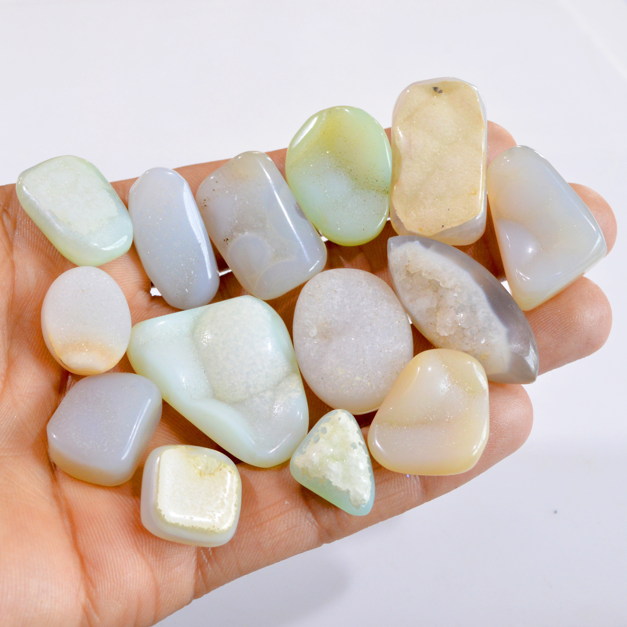 14 Pcs 439 Cts Natural Agate Druzy Mix Shape Loose Gemstone Lot 18x13-36x28mm 2663