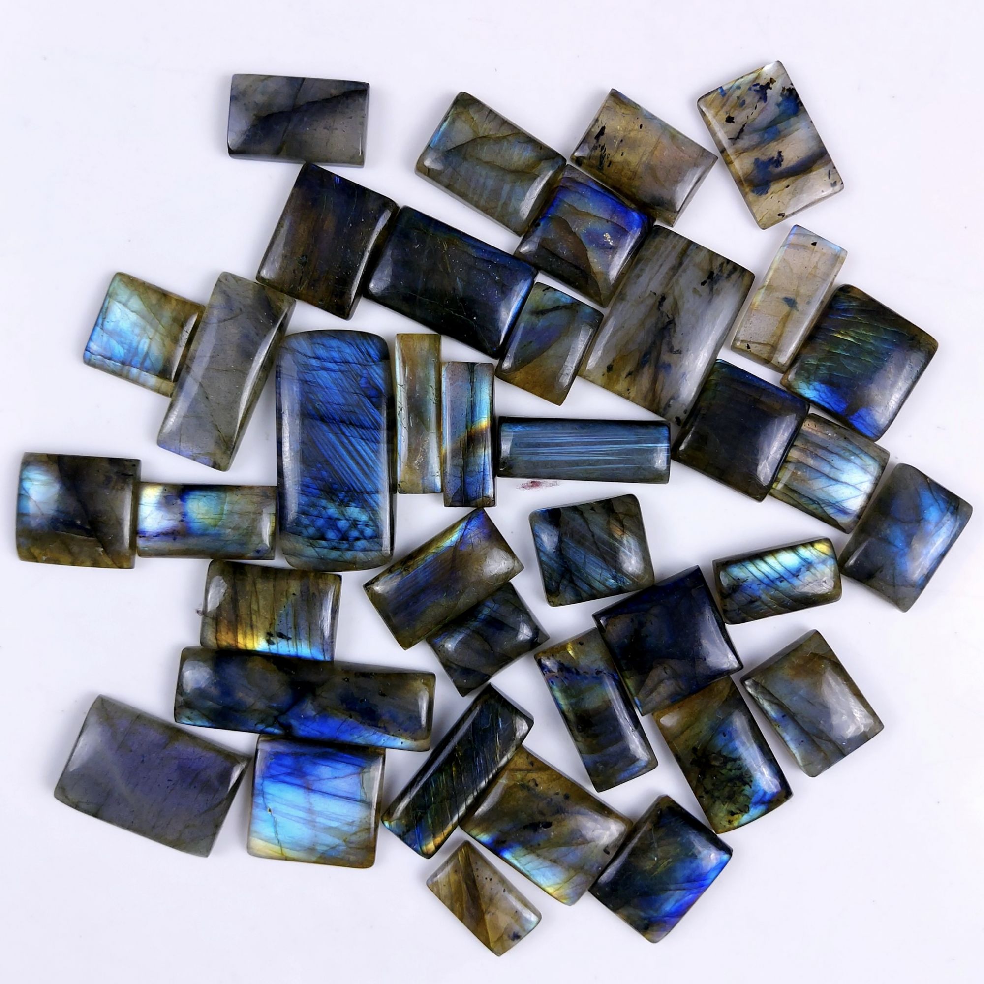 38Pcs 620Cts  Natural Labradorite Cabochon Multifire Labradorite Gemstone For Jewelry Making Loose Gemstone Cabochon For Crystal Energy Gift For Her G-270
