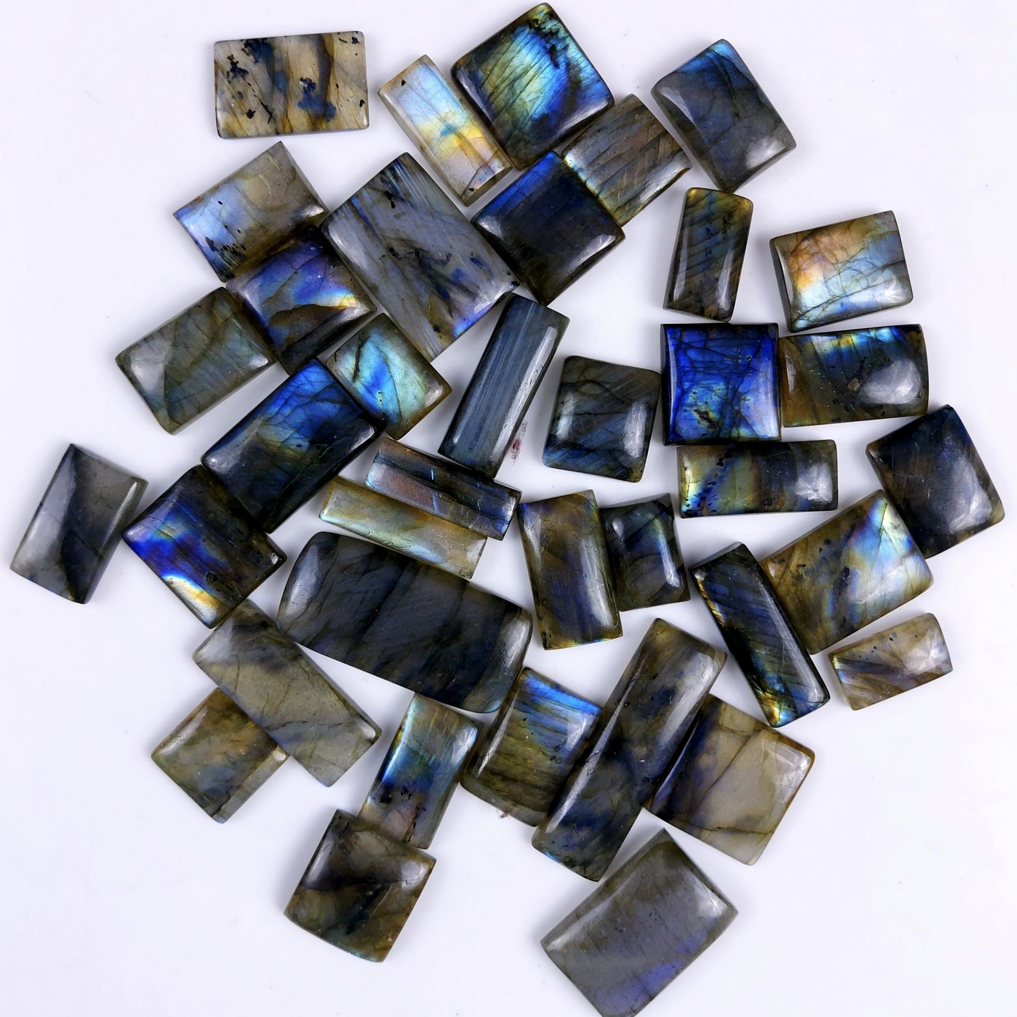 38Pcs 620Cts  Natural Labradorite Cabochon Multifire Labradorite Gemstone For Jewelry Making Loose Gemstone Cabochon For Crystal Energy Gift For Her G-270