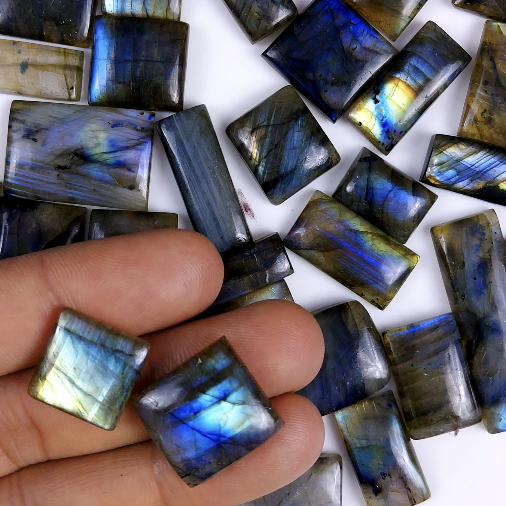 38Pcs 620Cts  Natural Labradorite Cabochon Multifire Labradorite Gemstone For Jewelry Making Loose Gemstone Cabochon For Crystal Energy Gift For Her G-270