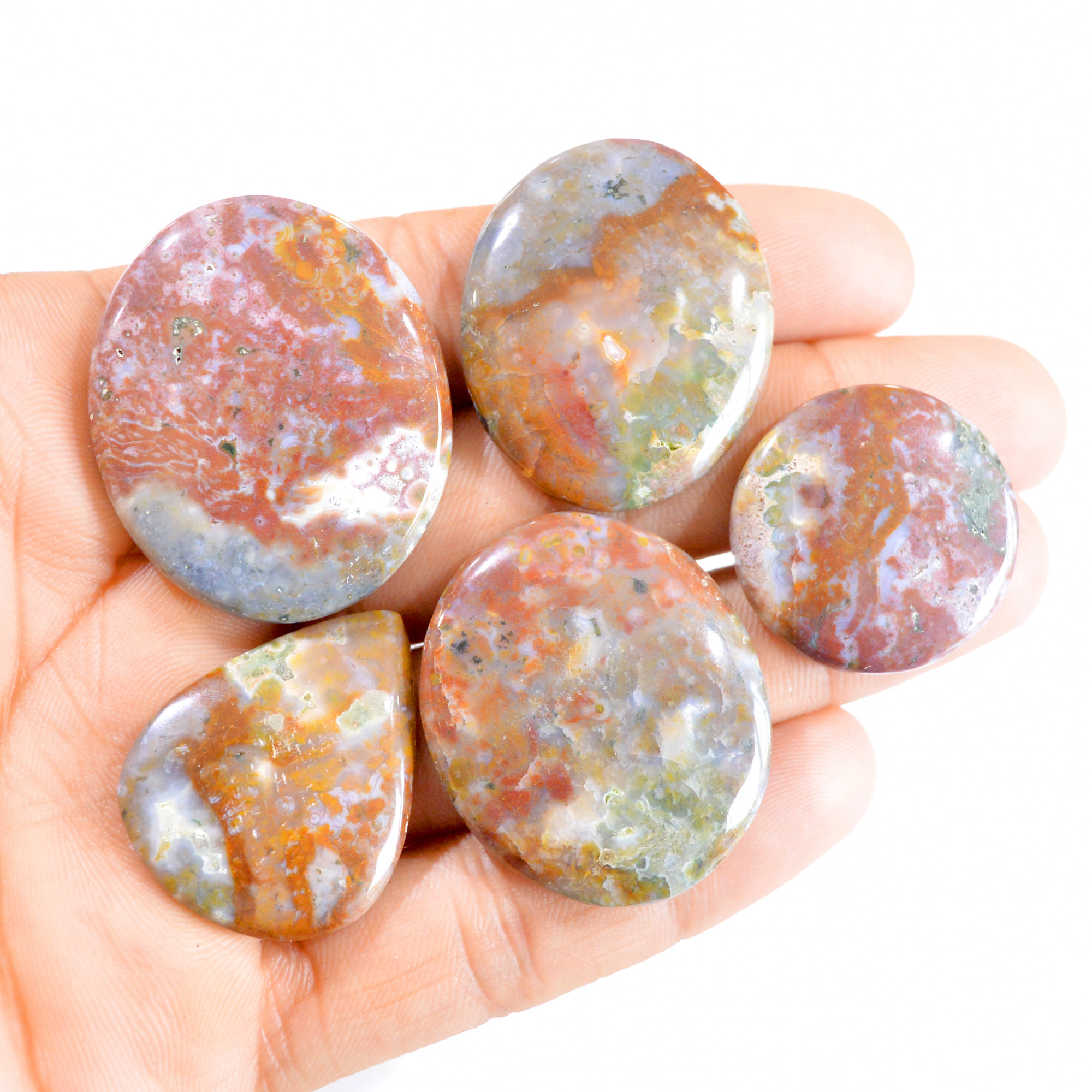 5 Pcs 250 Cts Natural Bloodstone Cabochon Loose Gemstone Lot 32x25-39x32mm 2700