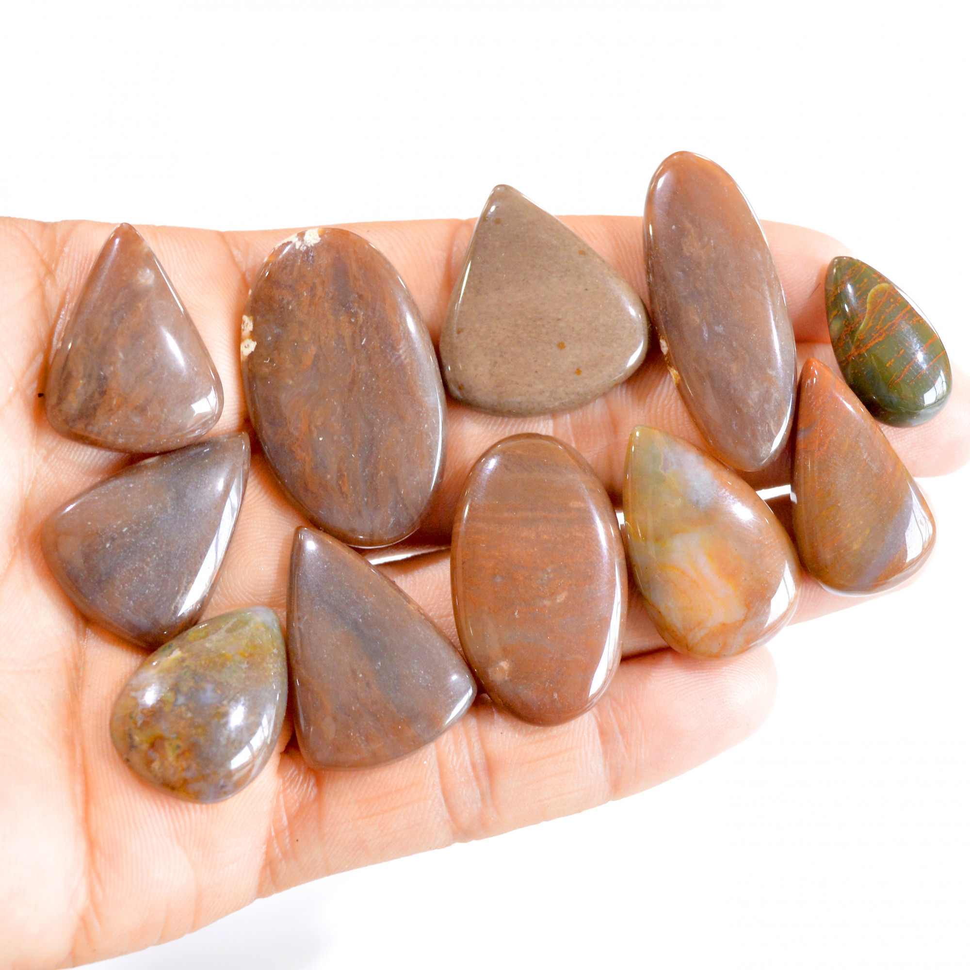 11 Pcs 292 Cts Natural Fancy Agate Cabochon Loose Gemstone Lot 23x12-38x23mm 2711