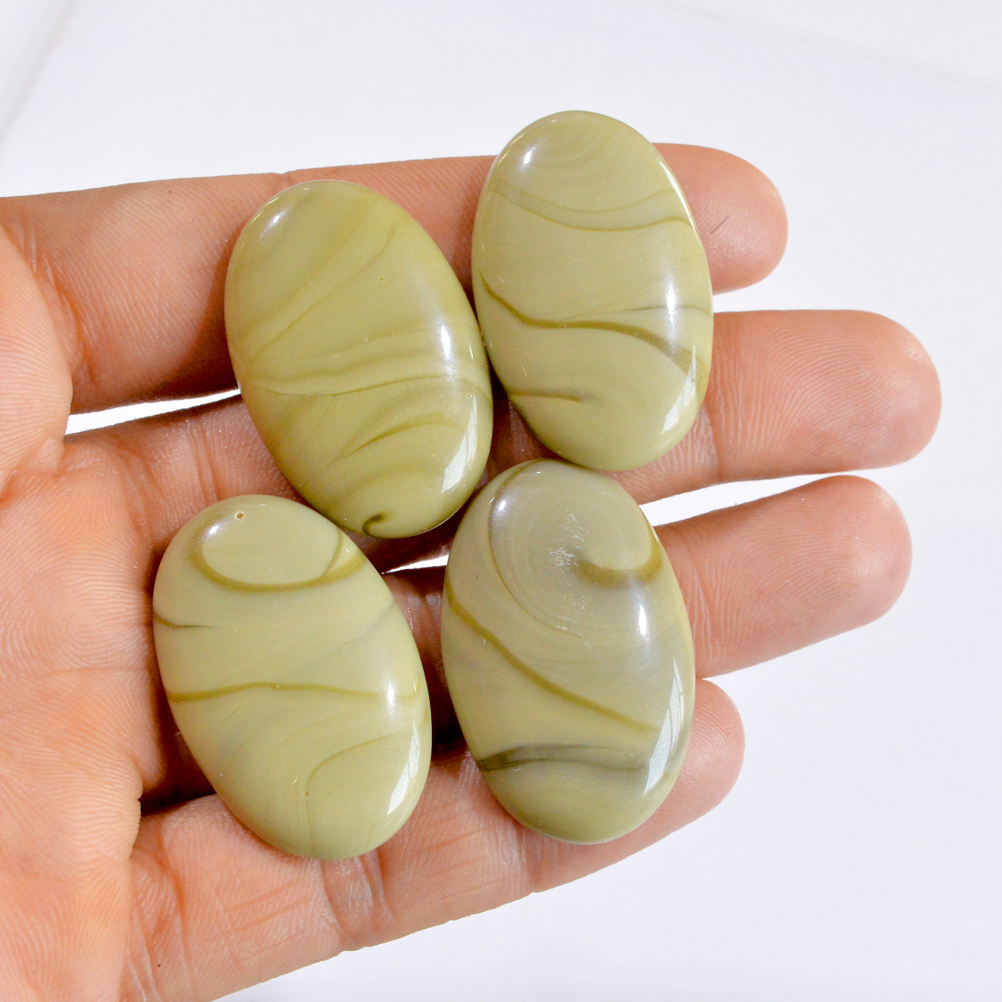 4 Pcs 165 Cts Natural Fancy Agate Cabochon Loose Gemstone Lot 36x23-37x23mm 2712