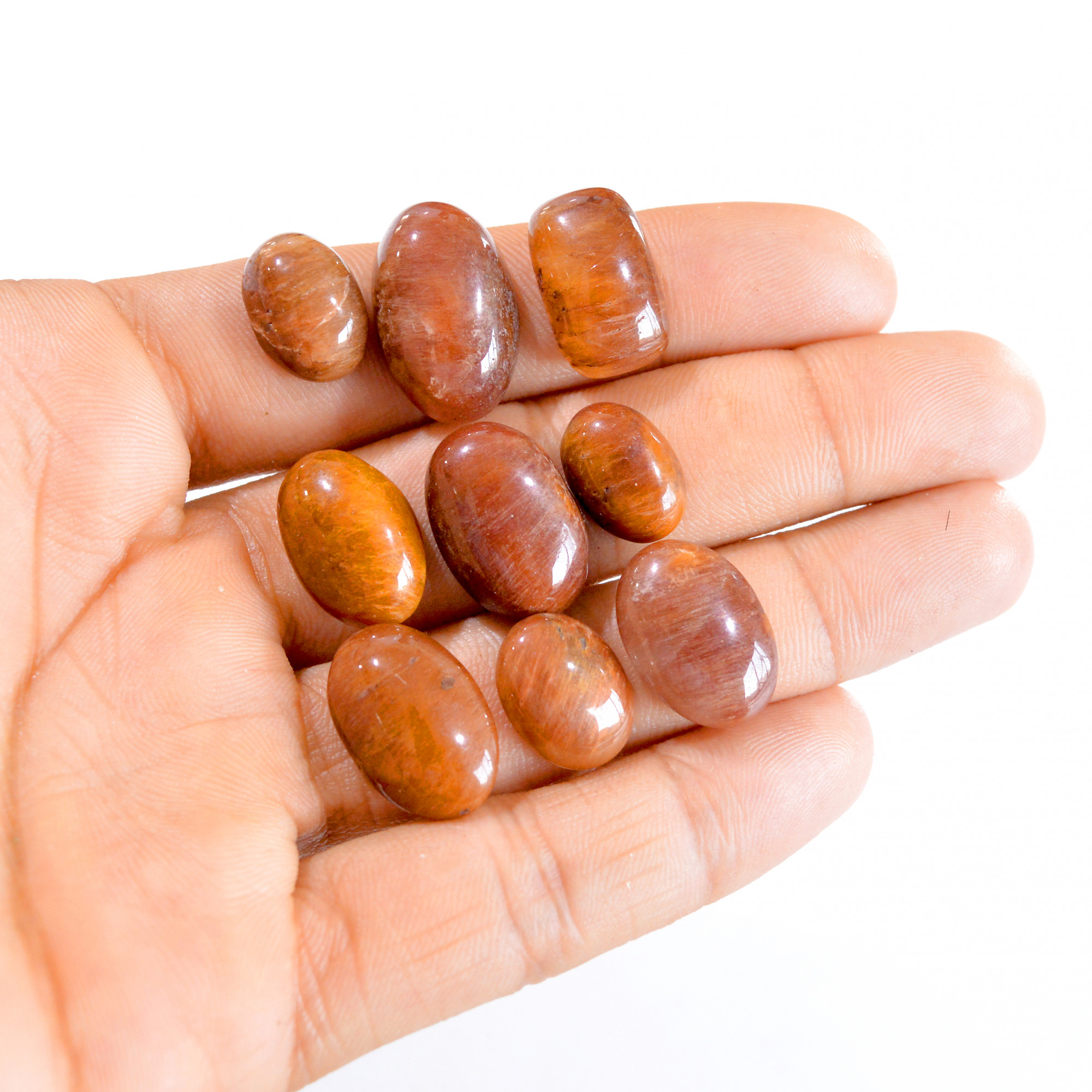 9 Pcs 117 Cts Natural Copper Rutilated Quartz Loose Cabochon Lot 14x10-21x14mm 2715