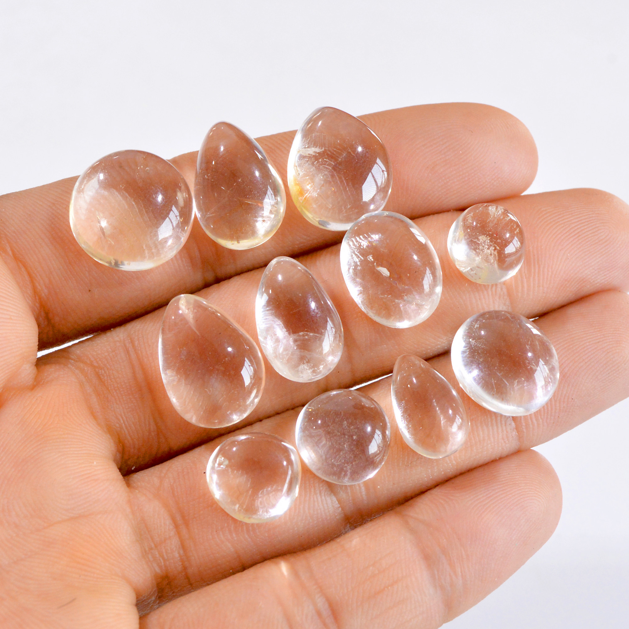 11 Pcs 109 Cts Natural Crystal Quartz Cabochon Gemstone Lot 10x10-16x16mm 2723