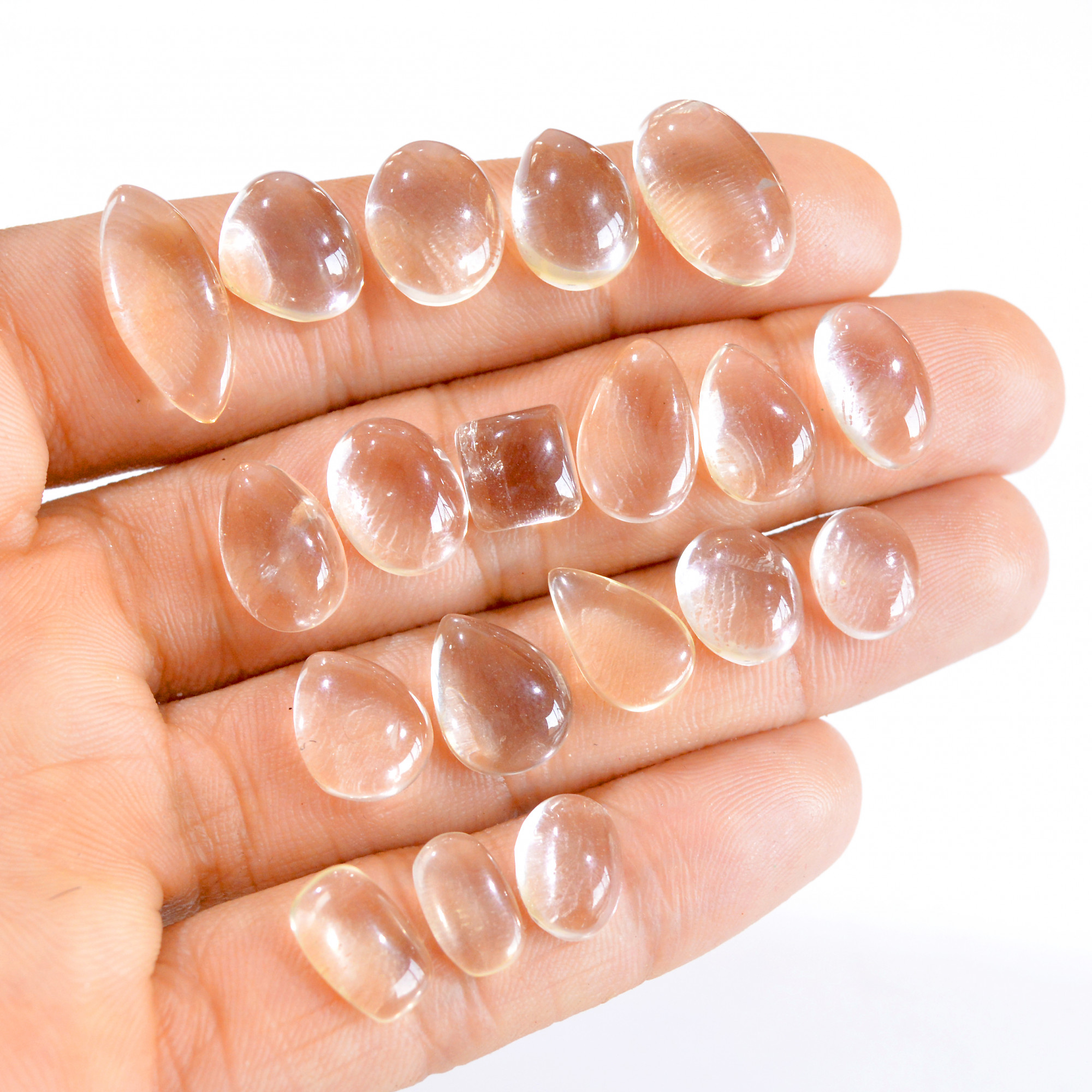 19 Pcs 89 Cts Natural Crystal Quartz Cabochon Gemstone Lot 10x8-20x9mm 2724