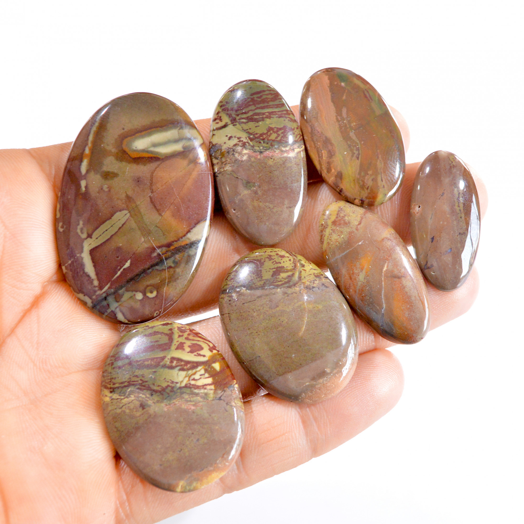 7 Pcs 241 Cts Natural Bloodstone Cabochon Loose Gemstone Lot 29x14-47x30mm 2730