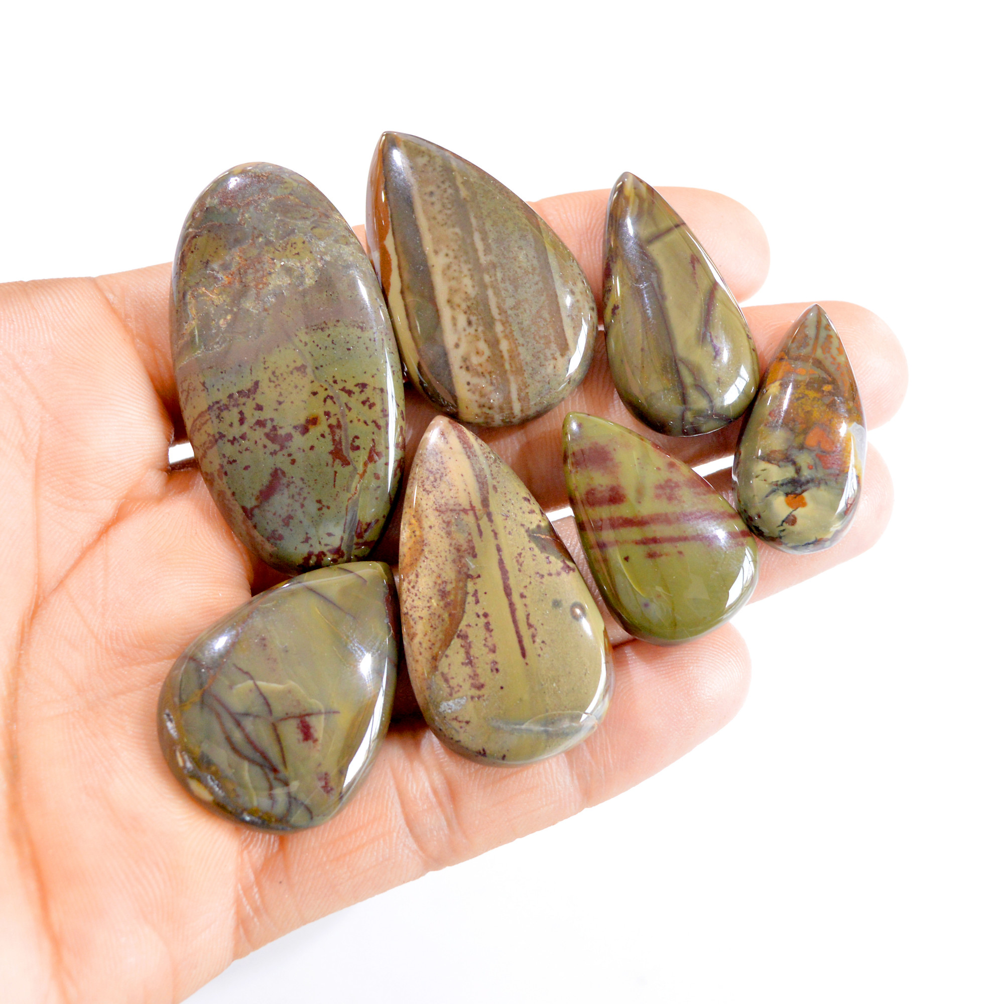 7 Pcs 277 Cts Natural Bloodstone Cabochon Loose Gemstone Lot 29x14-48x25mm 2731