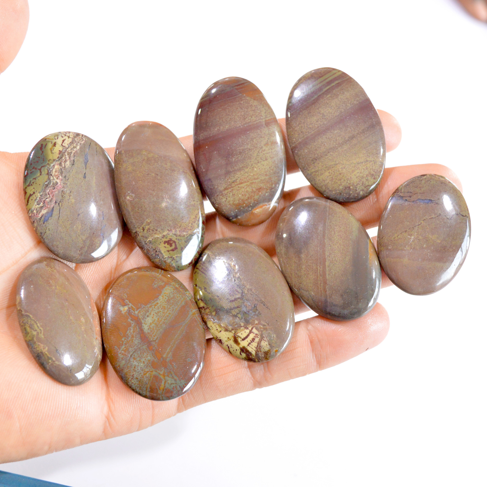 9 Pcs 477 Cts Natural Bloodstone Cabochon Loose Gemstone Lot 39x23-47x27mm 2733