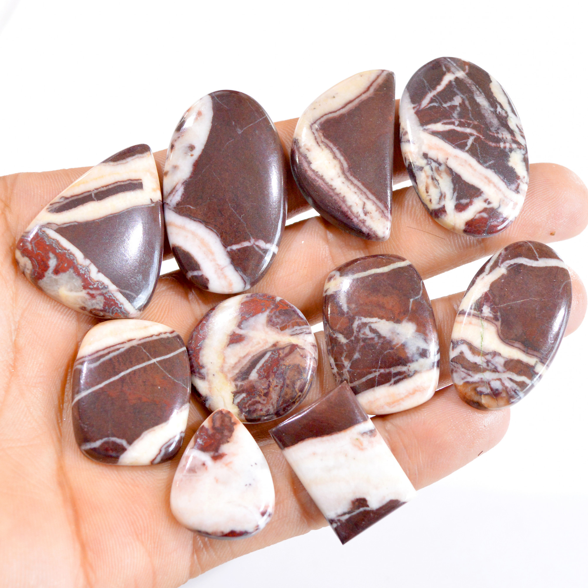 10 Pcs 332 Cts Natural Fancy Agate Cabochon Loose Gemstone Lot 24x18-40x25mm 2734