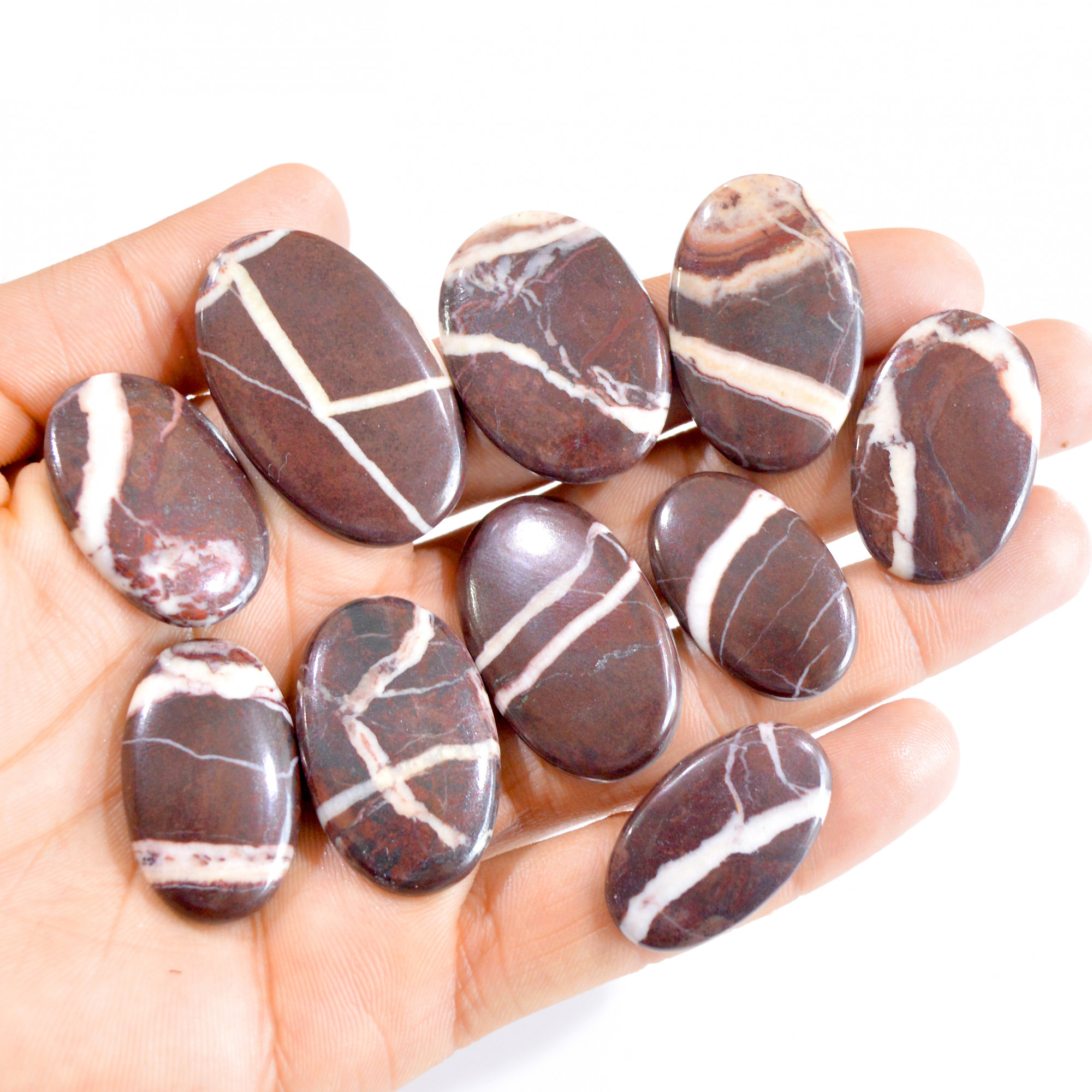 10 Pcs 348 Cts Natural Fancy Agate Cabochon Loose Gemstone Lot 30x18-42x26mm 2736
