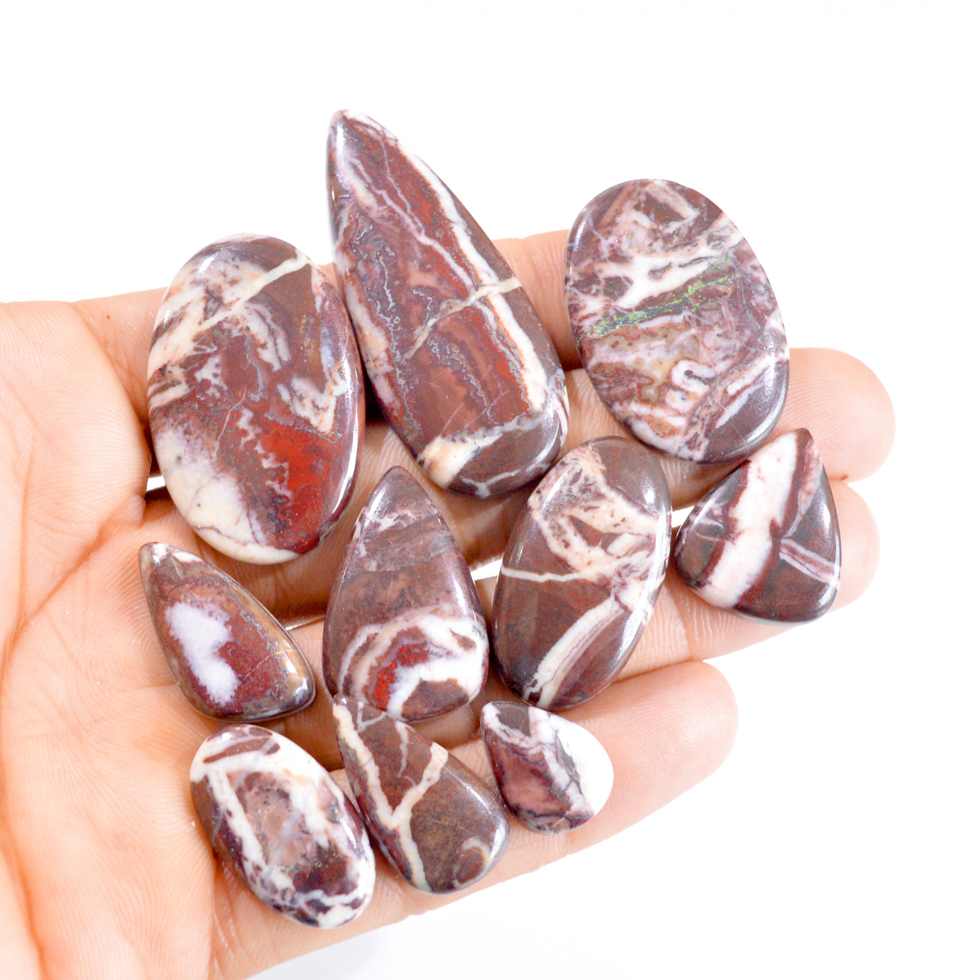 10 Pcs 240 Cts Natural Fancy Agate Cabochon Loose Gemstone Lot 16x12-52x20mm 2738