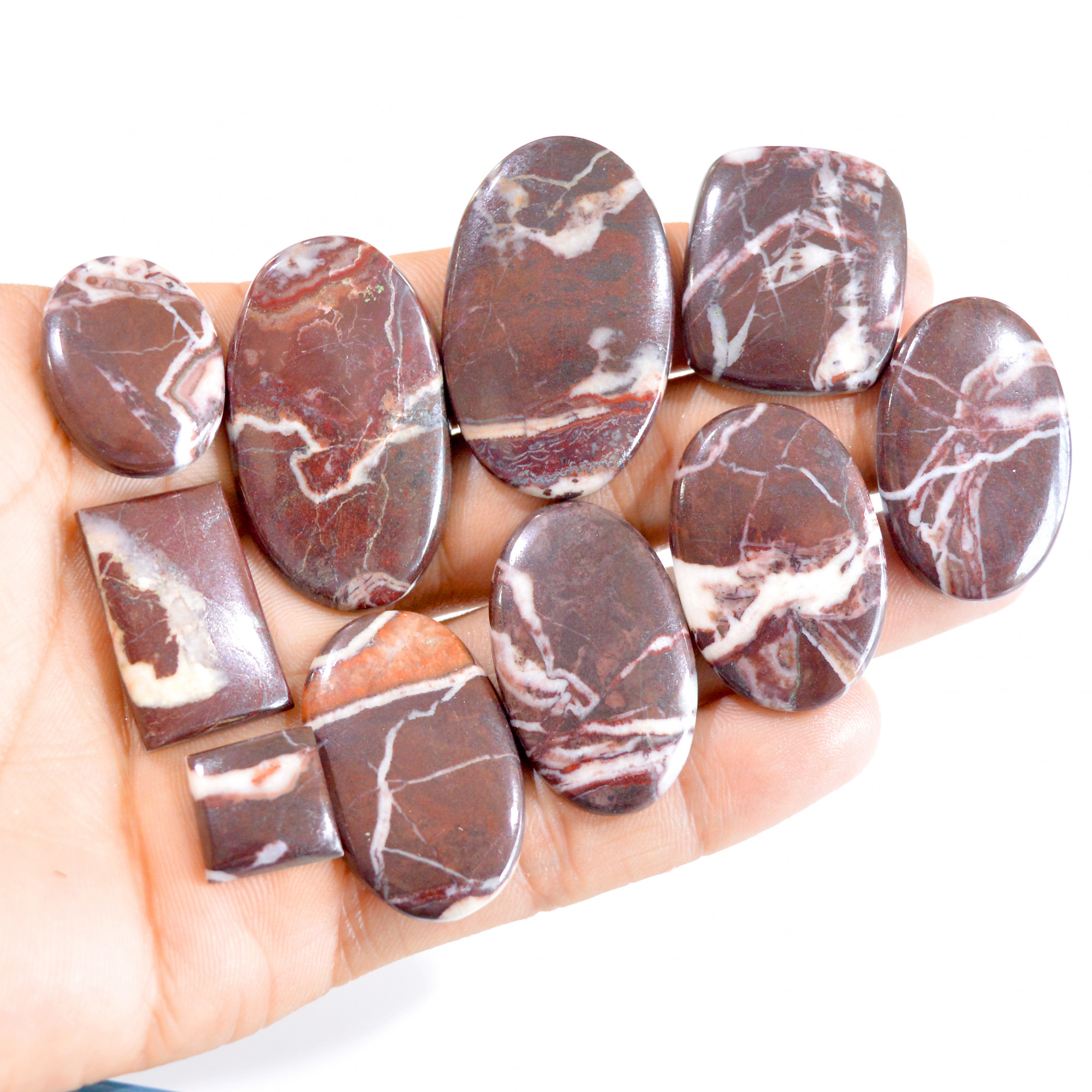 10 Pcs 332 Cts Natural Fancy Agate Cabochon Loose Gemstone Lot 14x14-42x26mm 2739