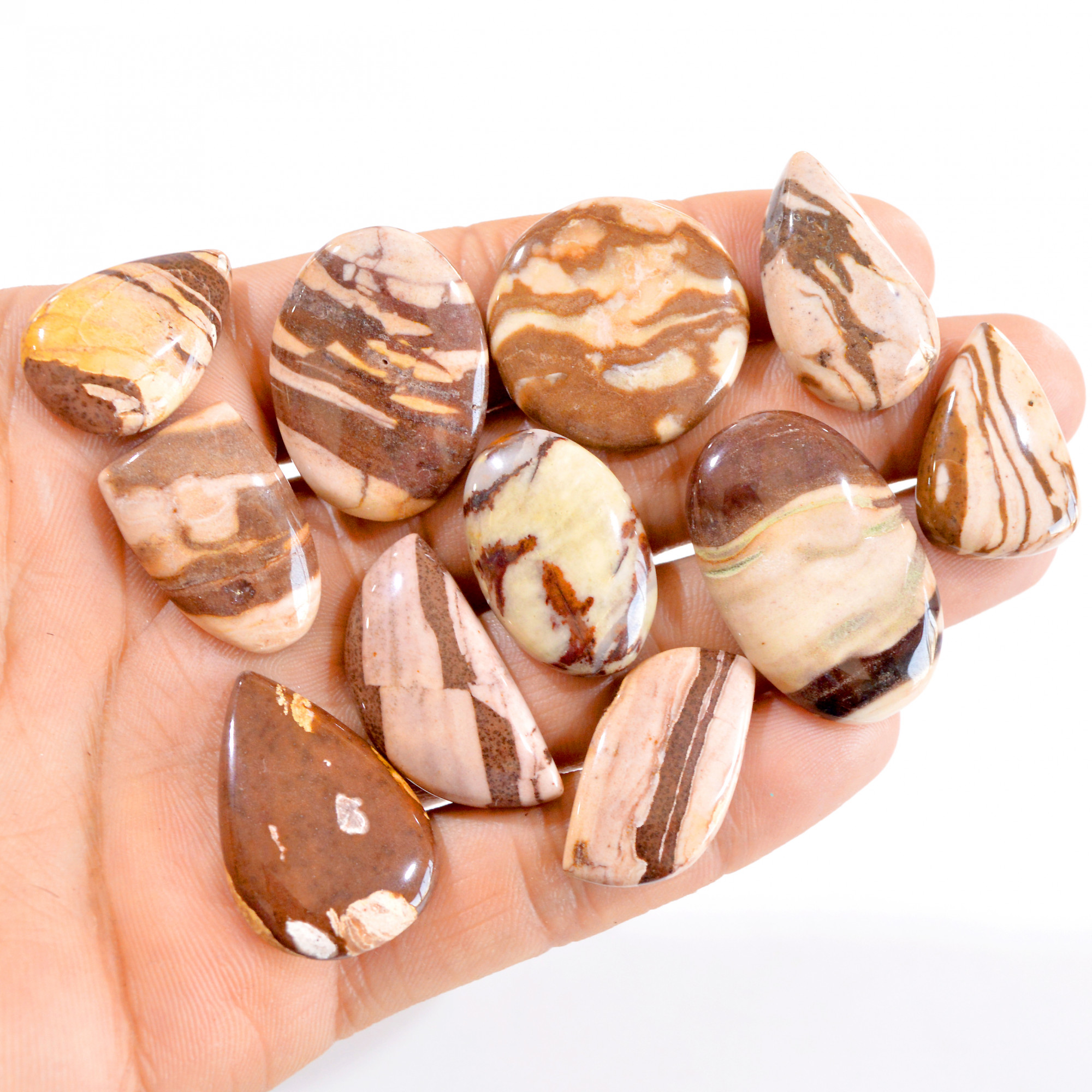 11 Pcs 259 Cts Natural Fancy Jasper Cabochon Gemstone Lot 24x16-33x21mm 2750