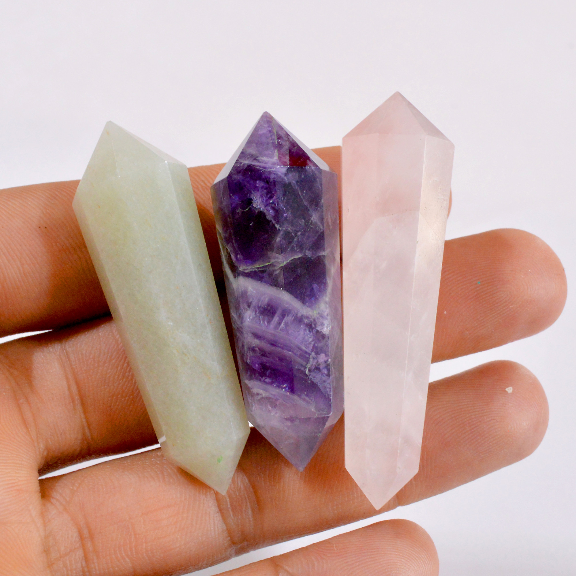 3 Pcs 280 Cts Natural Mix Gemstone Double Point Pencil Lot 50x17-58x16mm 2757