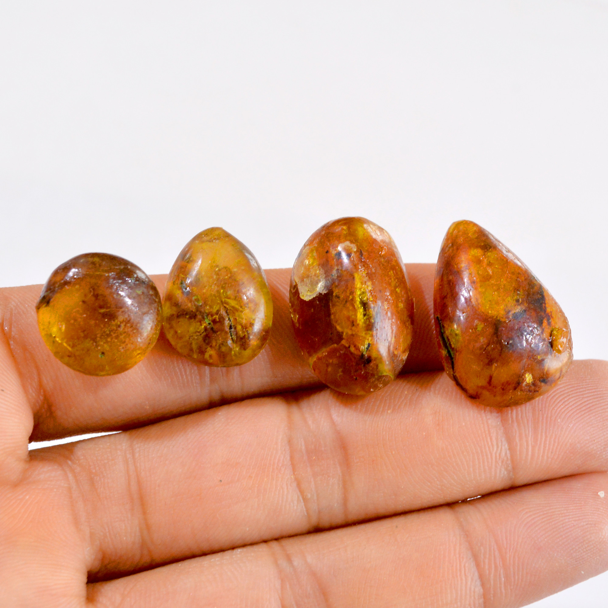 4 Pcs 39 Cts Natural Amber Rough Loose Mix Shape Gemstone Lot 15x15-27x18mm 2759