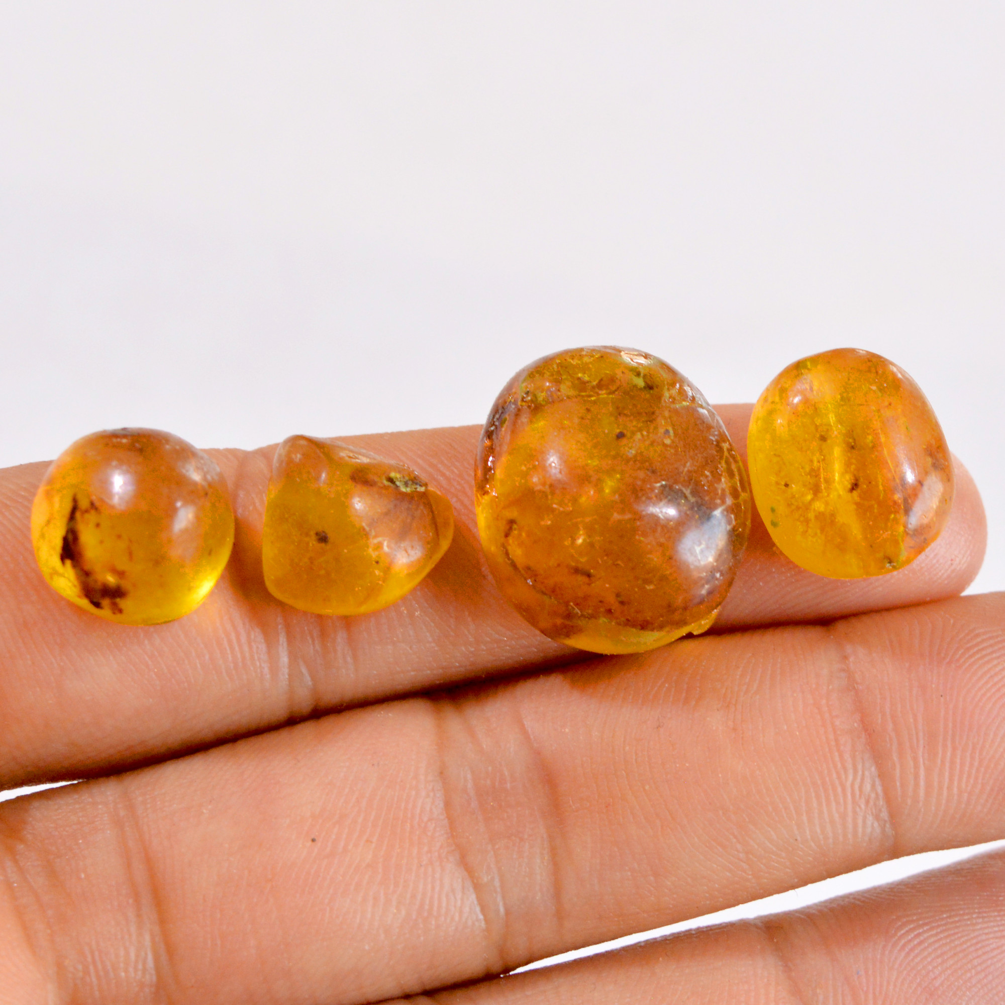 4 Pcs 22 Cts Natural Amber Rough Loose Mix Shape Gemstone Lot 13x12-20x18mm 2762