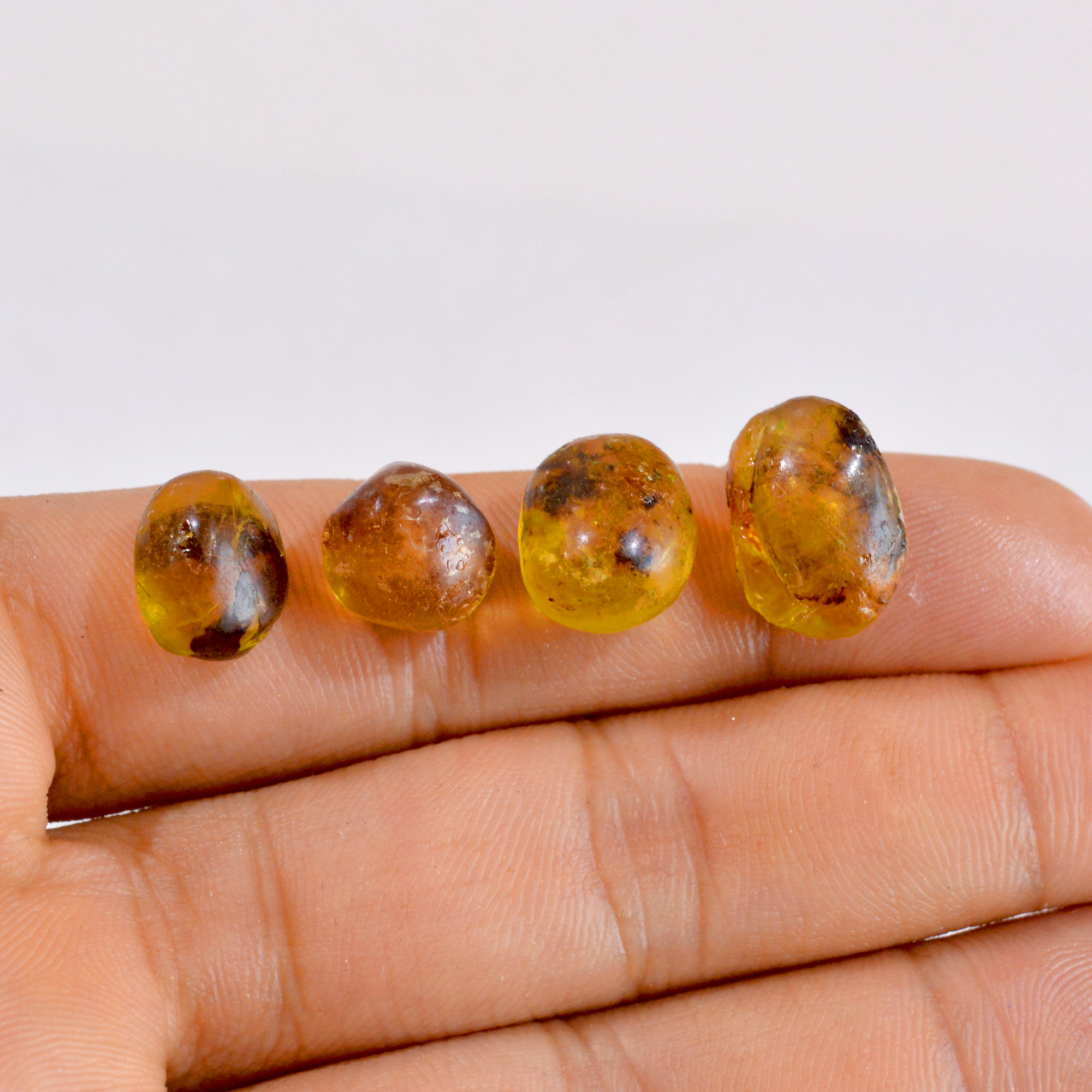 4 Pcs 13 Cts Natural Amber Rough Loose Mix Shape Gemstone Lot 11x9-15x11mm 2763