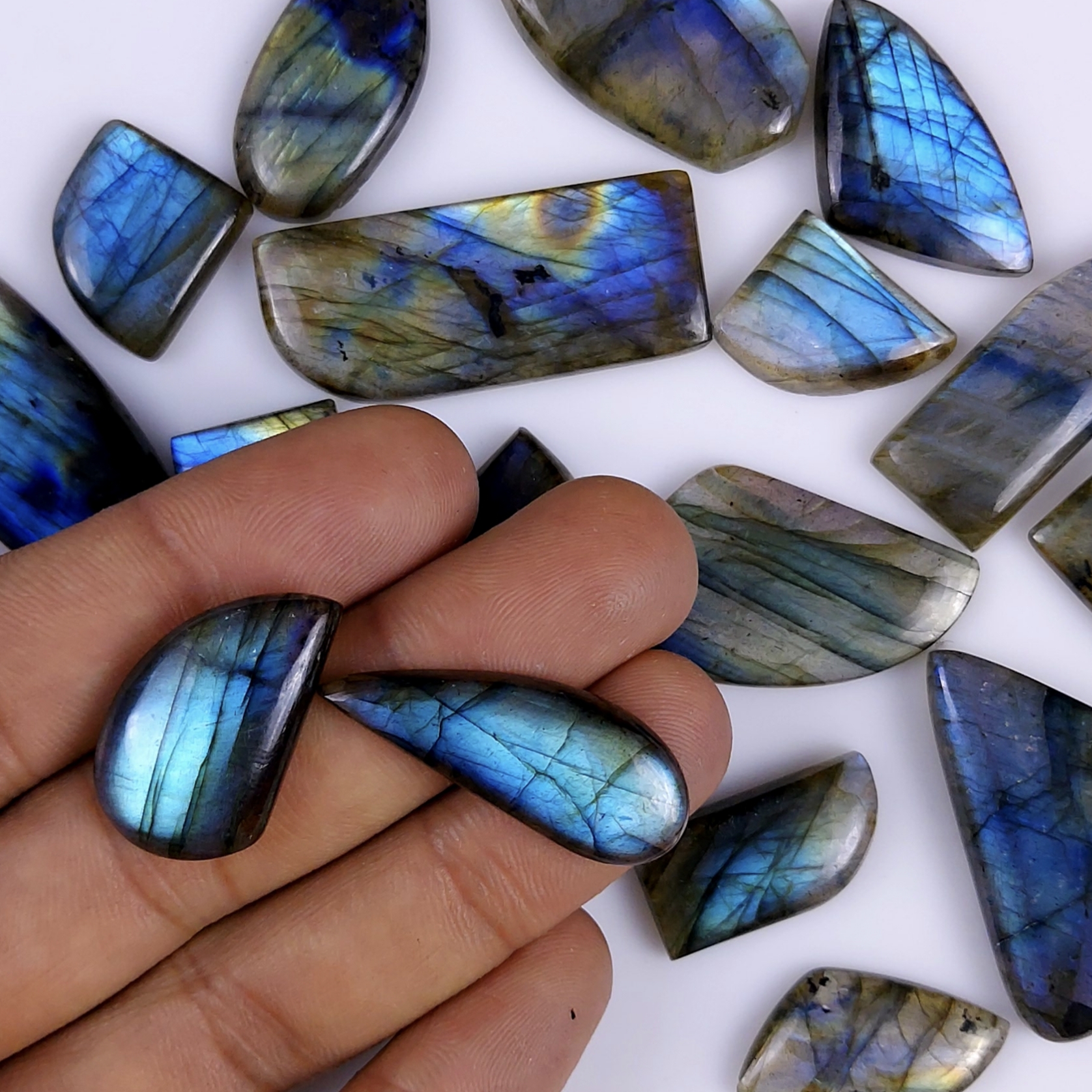 20Pcs 426Cts  Natural Labradorite Fancy Cabochon Multifire Labradorite Gemstone For Jewelry Making Loose Gemstone Cabochon For Crystal Energy Gift For Her G-277