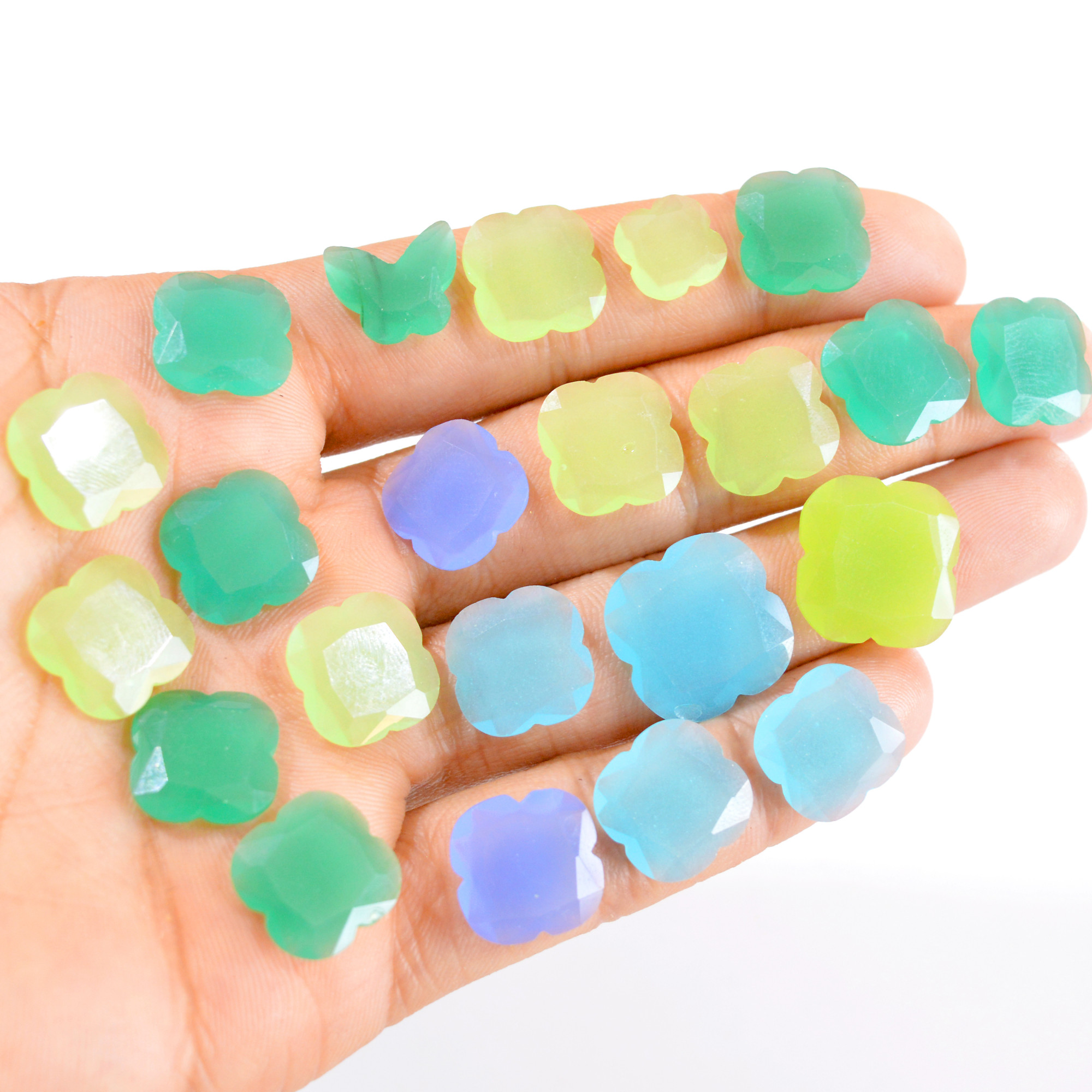 22 Pcs 129 Cts Natural Multi Onyx Faceted Loose Gemstone Lot 10x10-17x17mm 2773