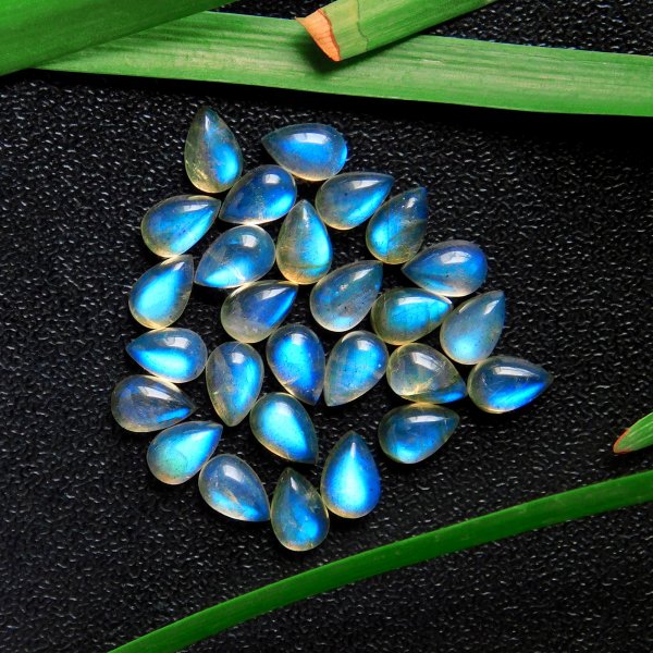 27 Pcs 14.10 Cts Natural Celibrated Labradorite Pear Cabochons Loose Gemstone Wholesale Lot Size 6x4mm#1208