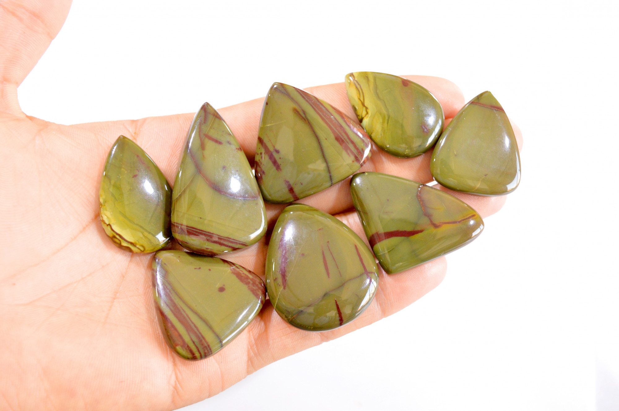 8 Pcs 453 Cts Natural Bloodstone Cabochon Loose Gemstone Lot 34x23-45x27mm 2782