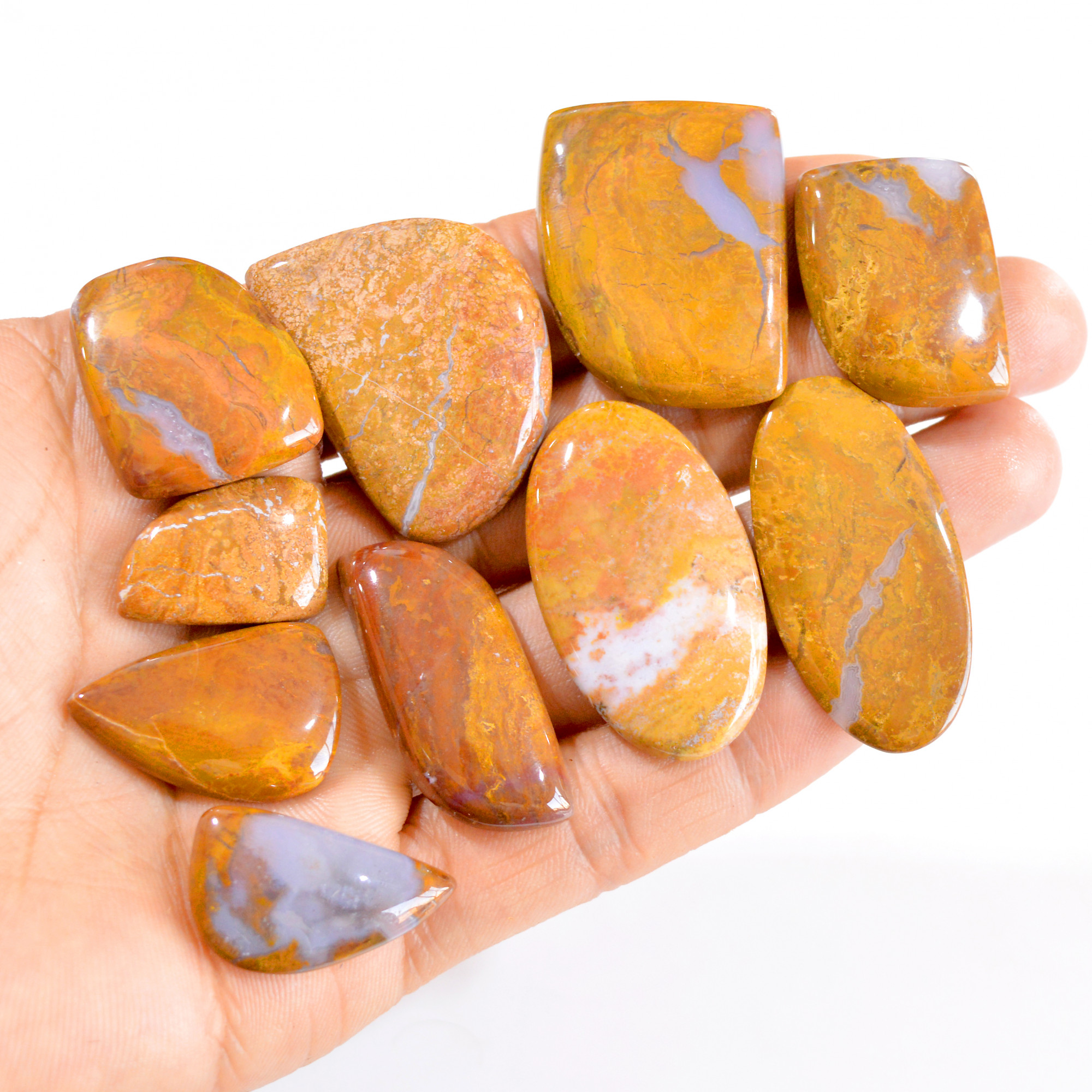 10 Pcs 326 Cts Natural Brown Jasper Cabochon Loose Gemstone Lot 22x15-36x28mm 2784