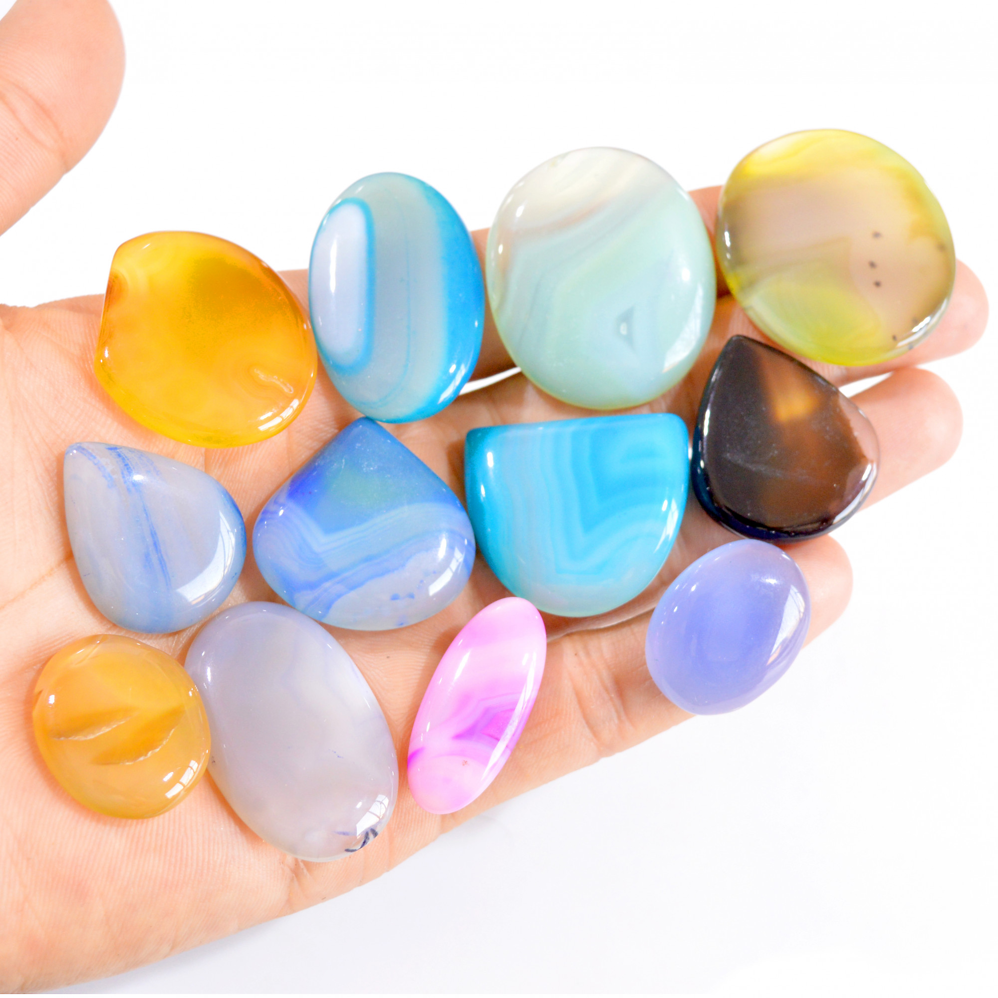 12 Pcs 556 Cts Natural Mix Onyx Cabochon Loose Gemstone Lot 24x19-38x34mm 2789