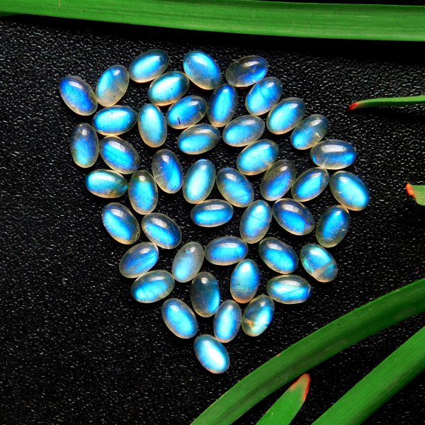 46 Pcs 25.15 Cts Natural Calibrated Labradorite Oval Cabochons Loose Gemstone Wholesale Lot Size 6x4mm#1209
