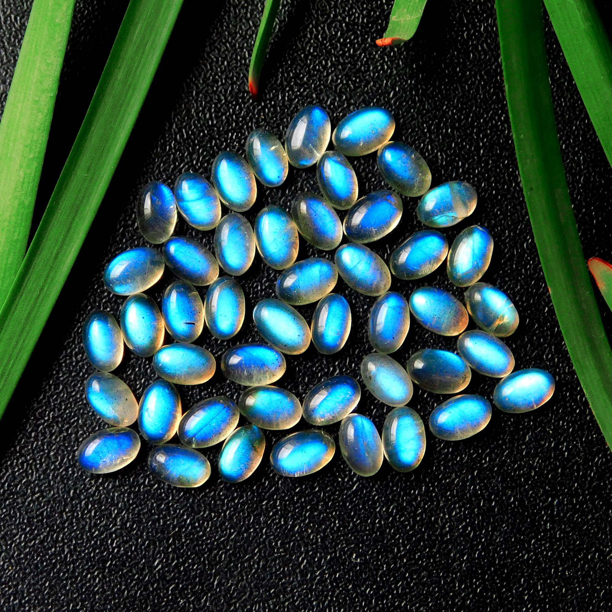 46 Pcs 25.15 Cts Natural Celibrated Labradorite Oval Cabochons Loose Gemstone Wholesale Lot Size 6x4mm