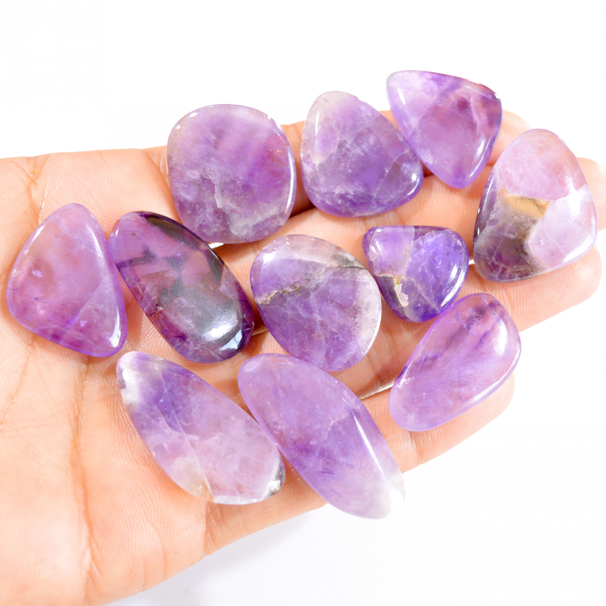 11 Pcs 342 Cts Natural Amethyst Briolette Loose Gemstone Lot 21x20-38x18mm 2815