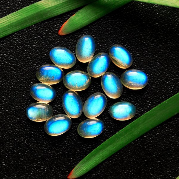 15 Pcs 13.85 Cts Natural Celibrated Labradorite Oval Cabochons Loose Gemstone Wholesale Lot Size 7x5mm#1212