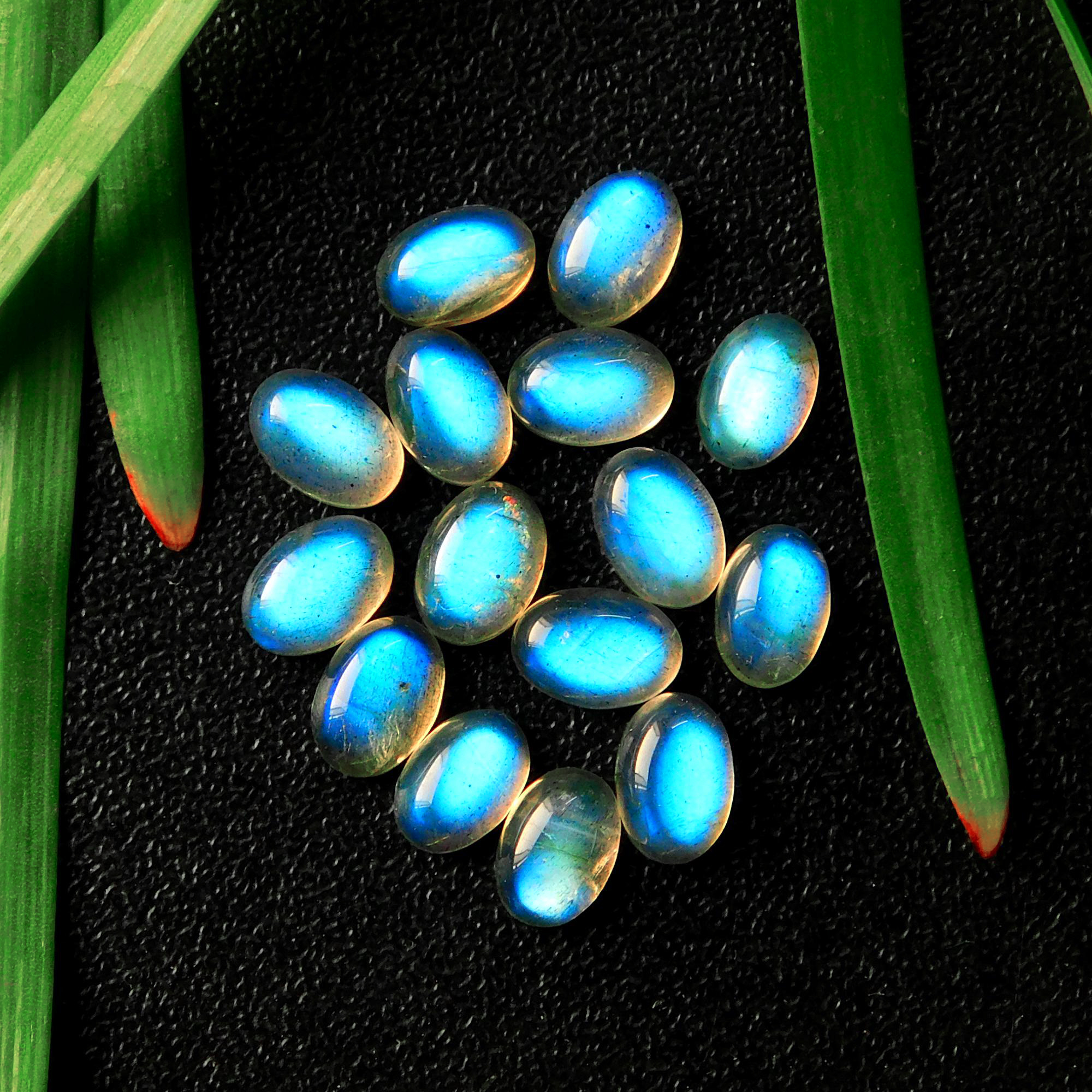 15 Pcs 13.85 Cts Natural Celibrated Labradorite Oval Cabochons Loose Gemstone Wholesale Lot Size 7x5mm#1212