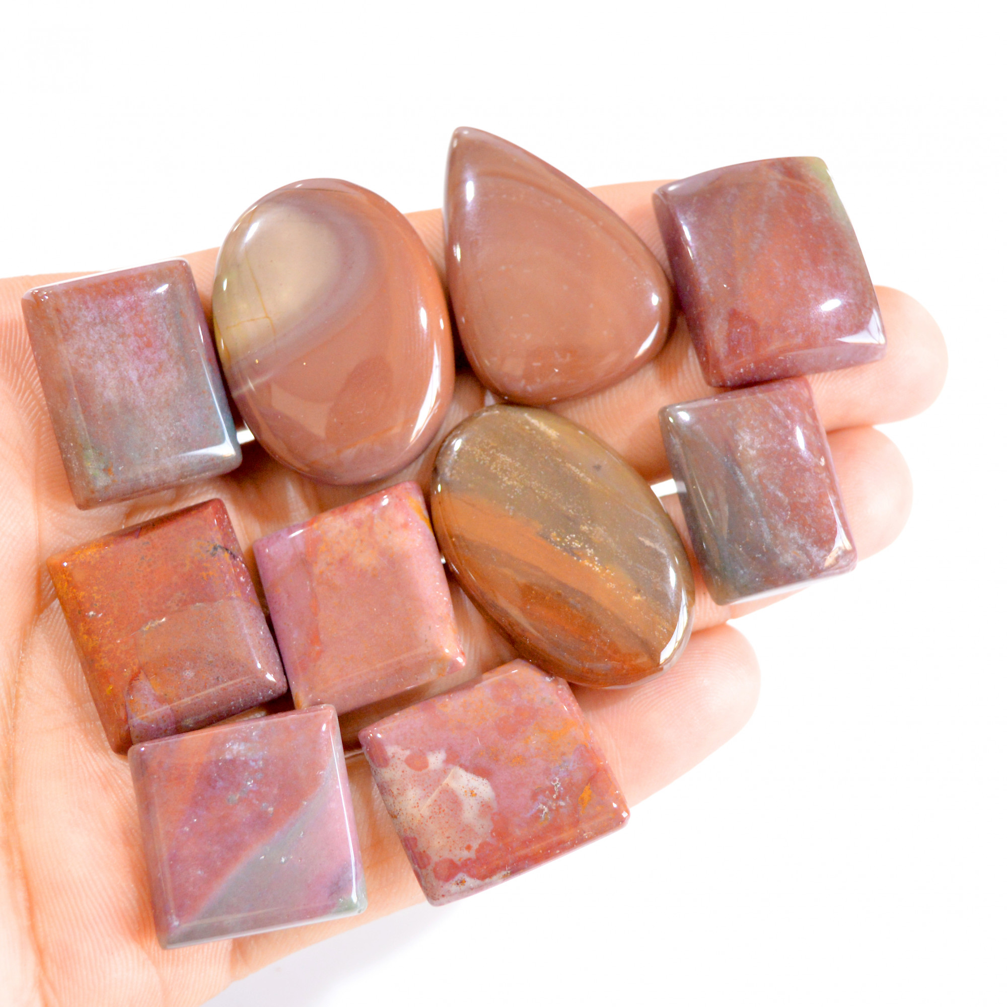 10 Pcs 340 Cts Natural Bloodstone Cabochon Loose Gemstone Lot 22x20-35x25mm 2820