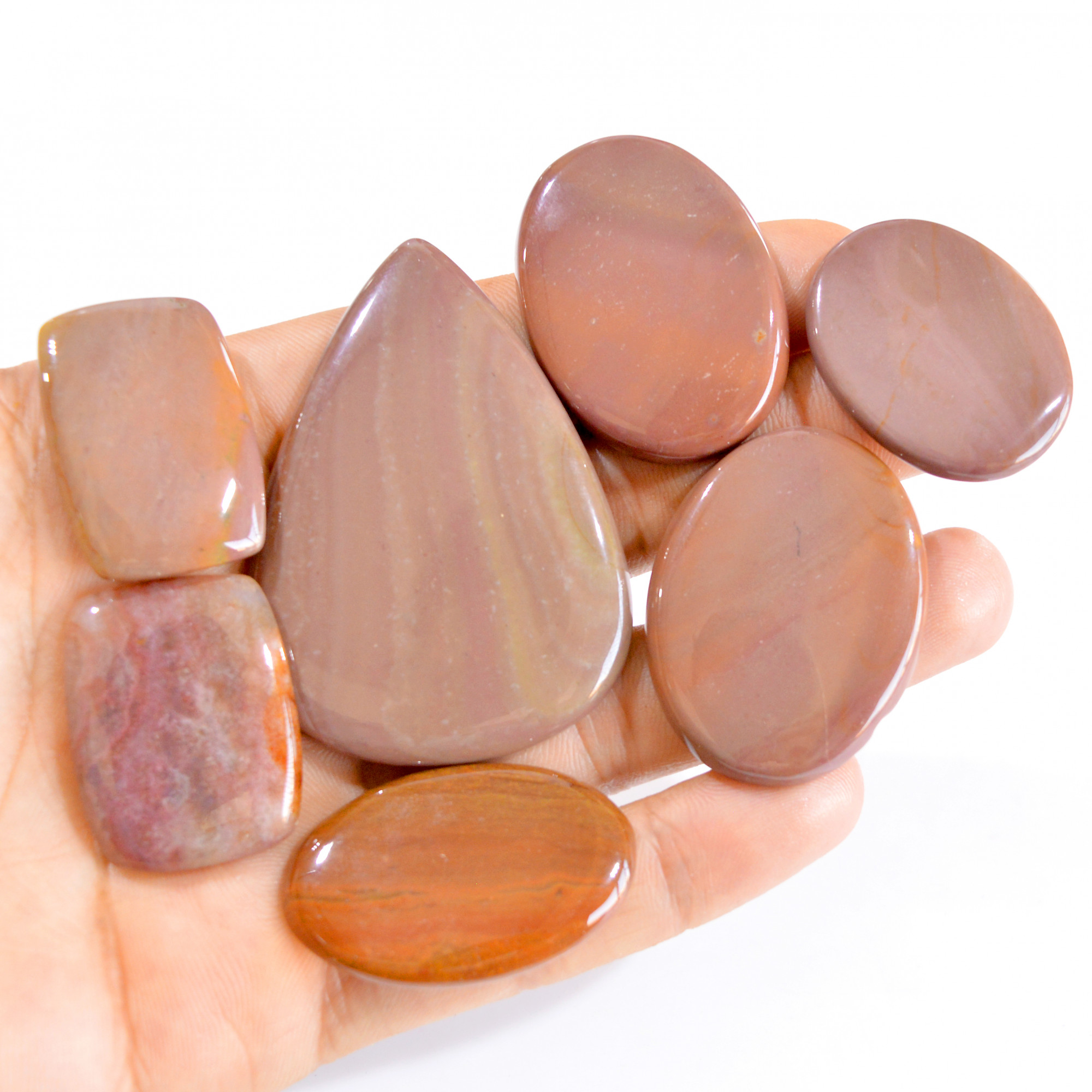 7 Pcs 383 Cts Natural Bloodstone Cabochon Loose Gemstone Lot 32x22-61x43mm 2822