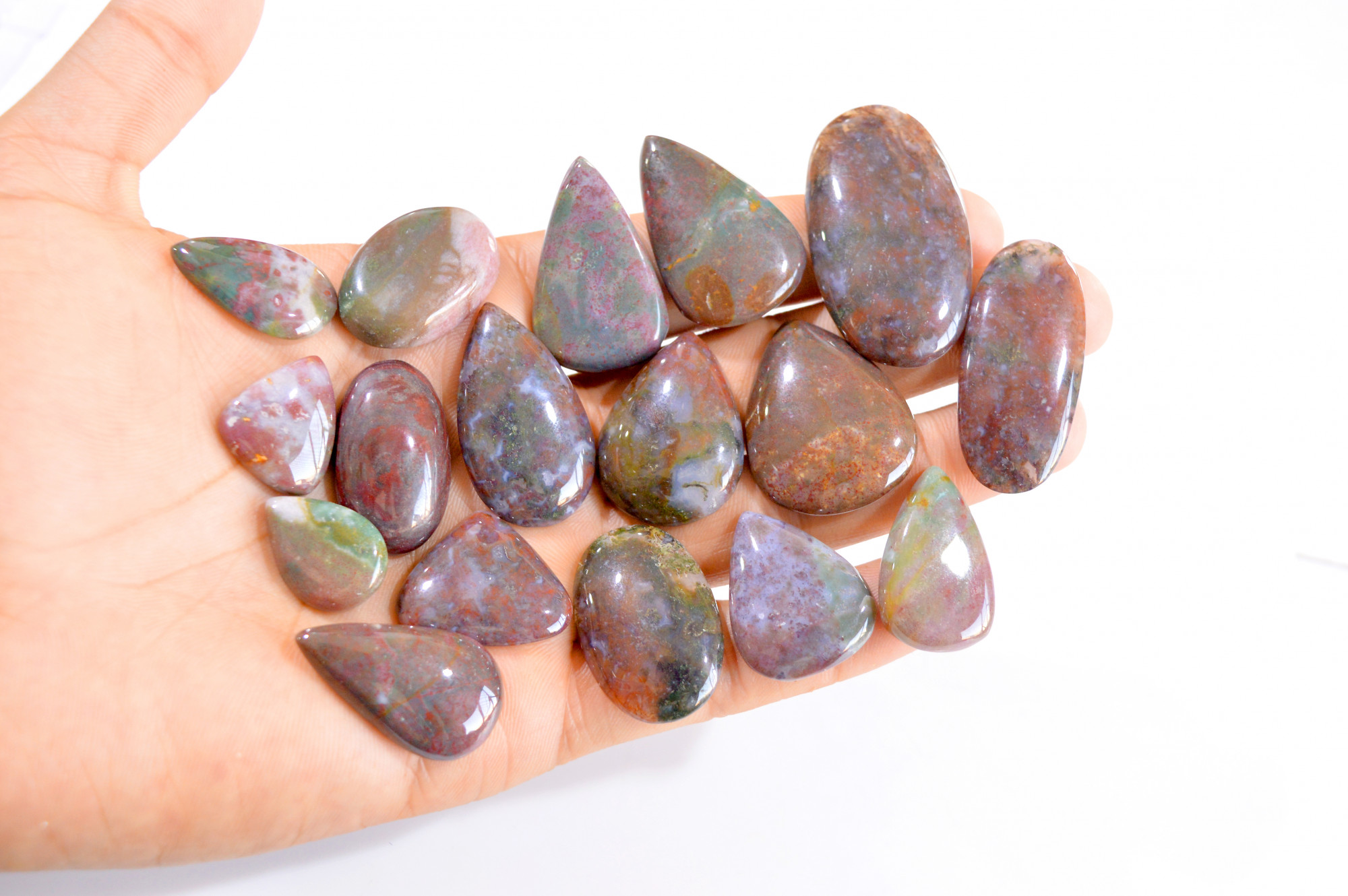 17 Pcs 469 Cts Natural Bloodstone Cabochon Loose Gemstone Lot 20x14-46x25mm 2831