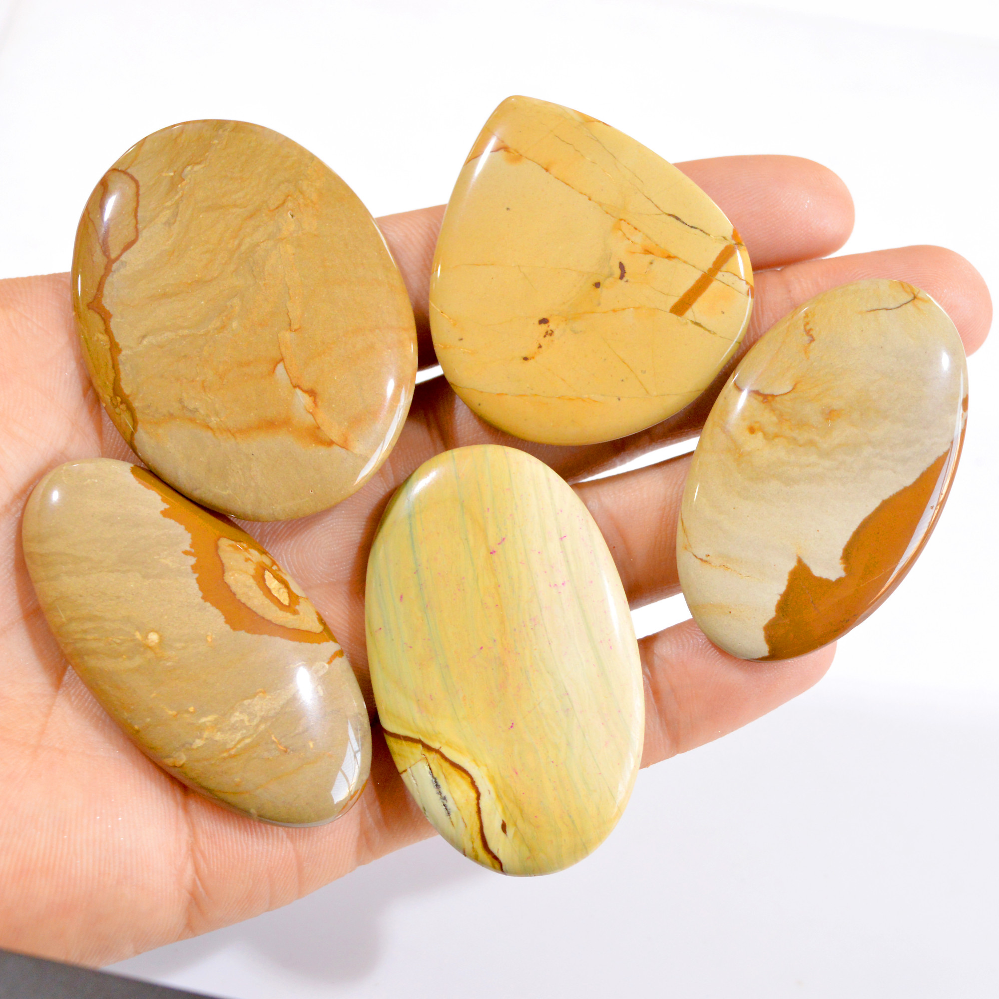 5 Pcs 452 Cts Natural Landscape Jasper Cabochon Gemstone Lot 49x42-57x42mm 2833