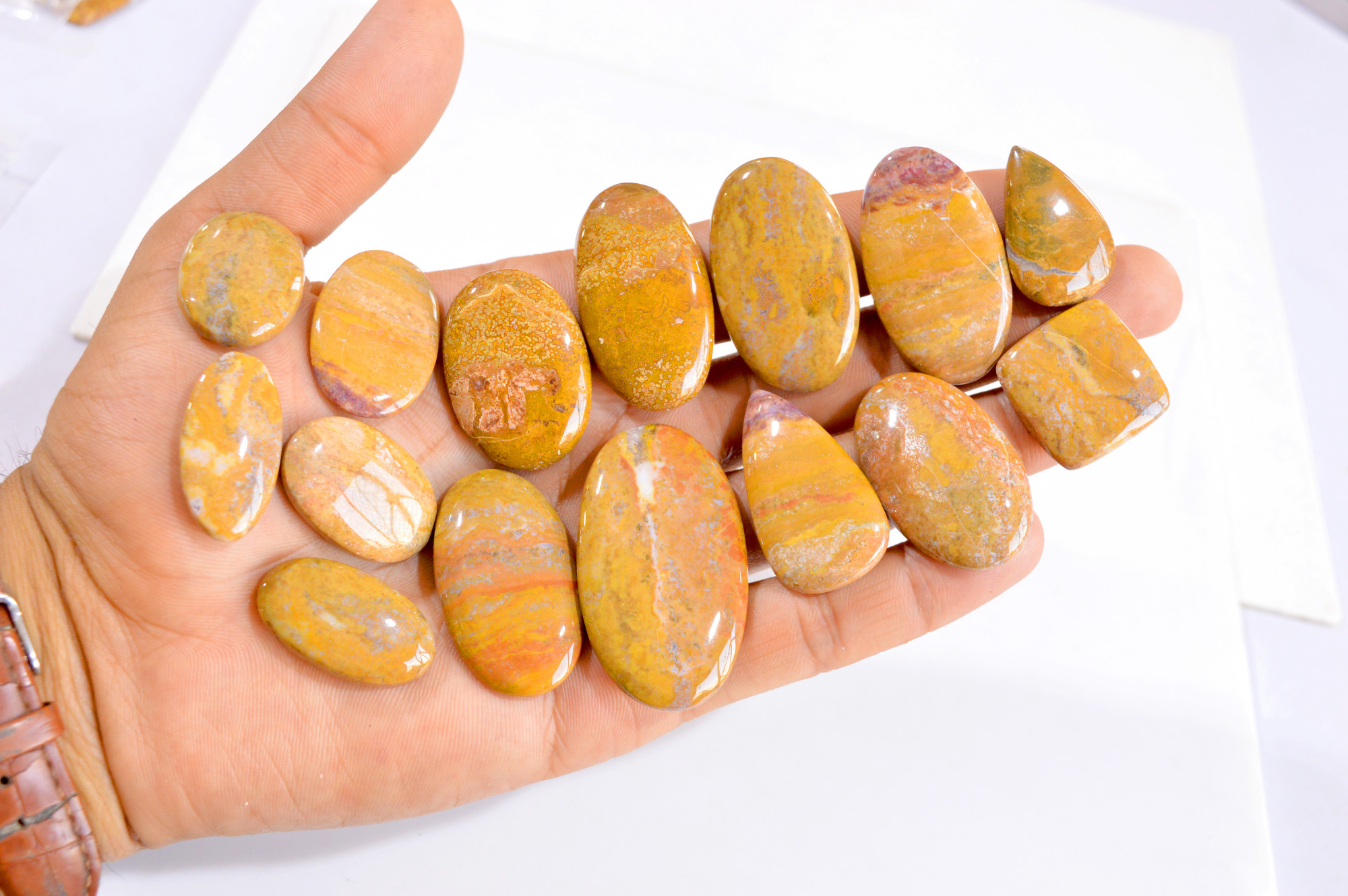 15 Pcs 565 Cts Natural Landscape Jasper Cabochon Gemstone Lot 28x18-48x28mm 2834