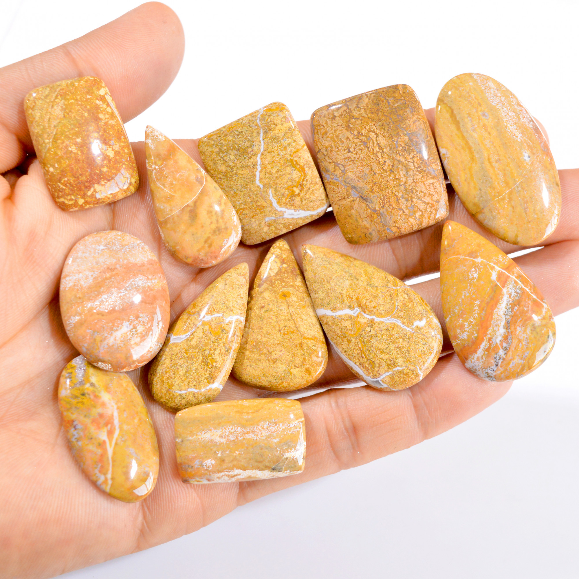 12 Pcs 355 Cts Natural Landscape Jasper Cabochon Gemstone Lot 27x16-41x23mm 2838