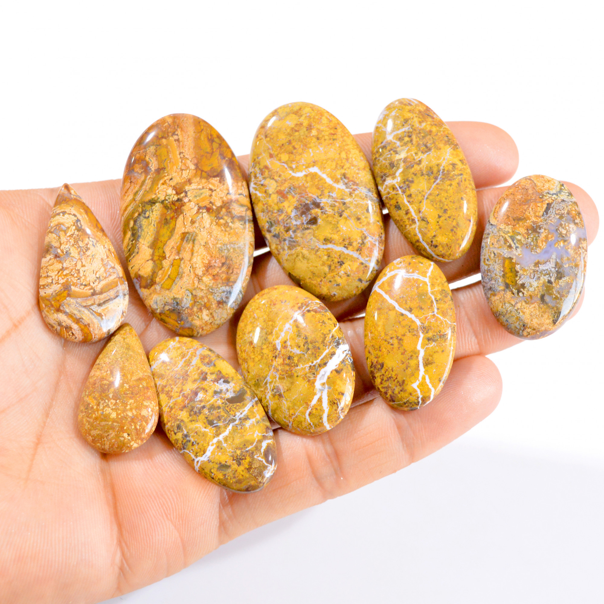 9 Pcs 315 Cts Natural Landscape Jasper Cabochon Gemstone Lot 28x16-48x28mm 2839