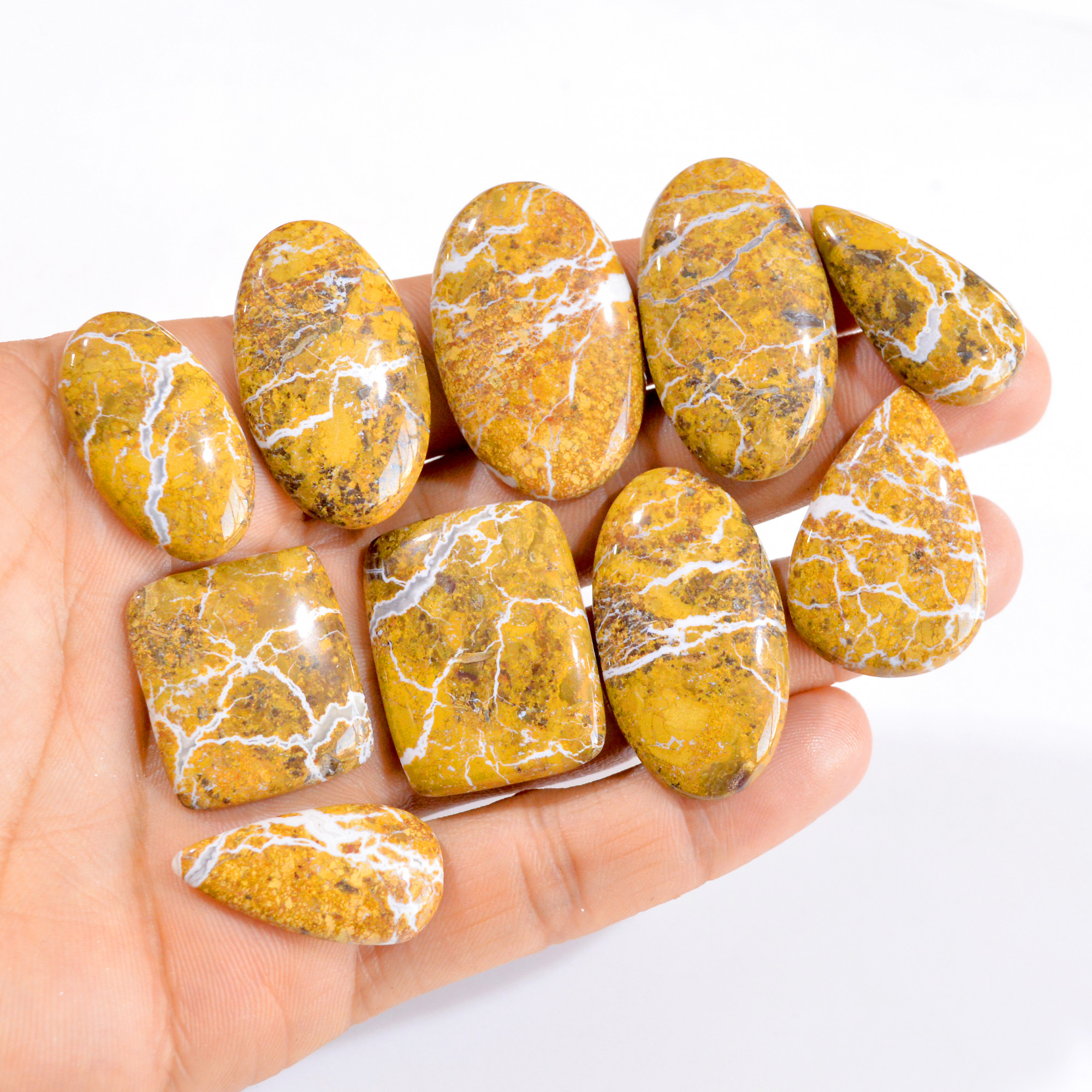 10 Pcs 331 Cts Natural Landscape Jasper Cabochon Gemstone Lot 29x15-38x24mm 2840