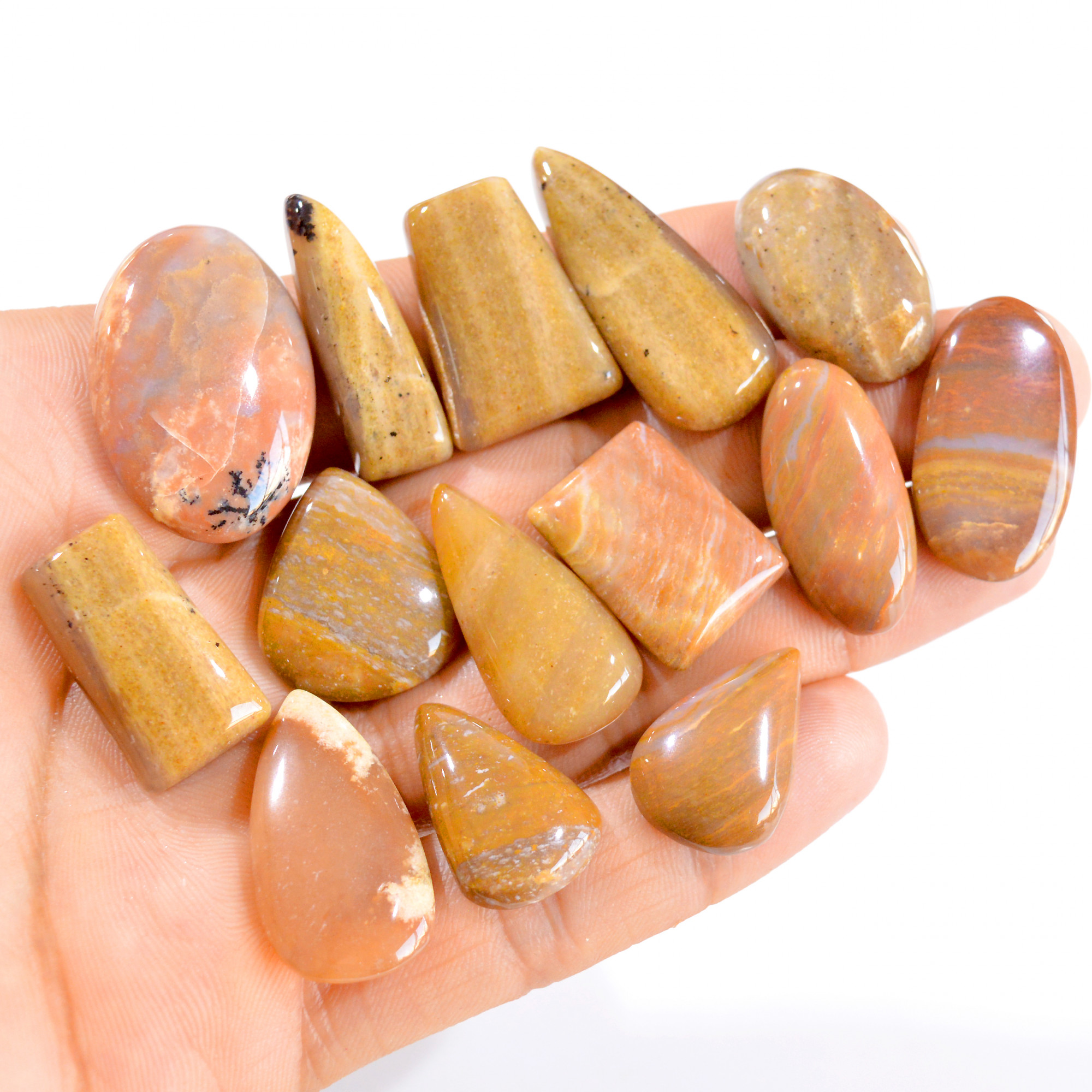 14 Pcs 307 Cts Natural Picture Jasper Cabochon Gemstone Lot 22x15-32x22mm 2843