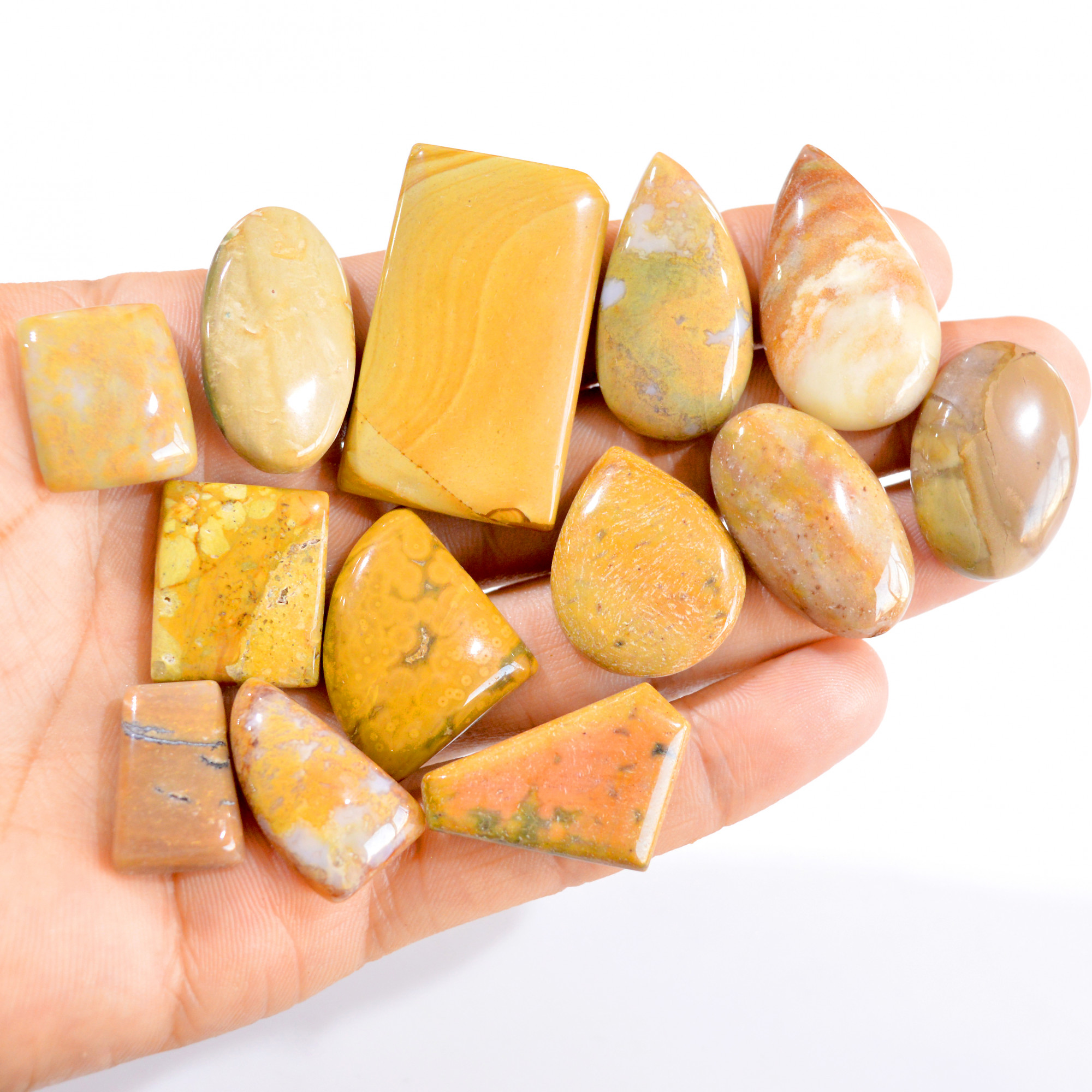 13 Pcs 399 Cts Natural Picture Jasper Cabochon Gemstone Lot 20x17-42x25mm 2845