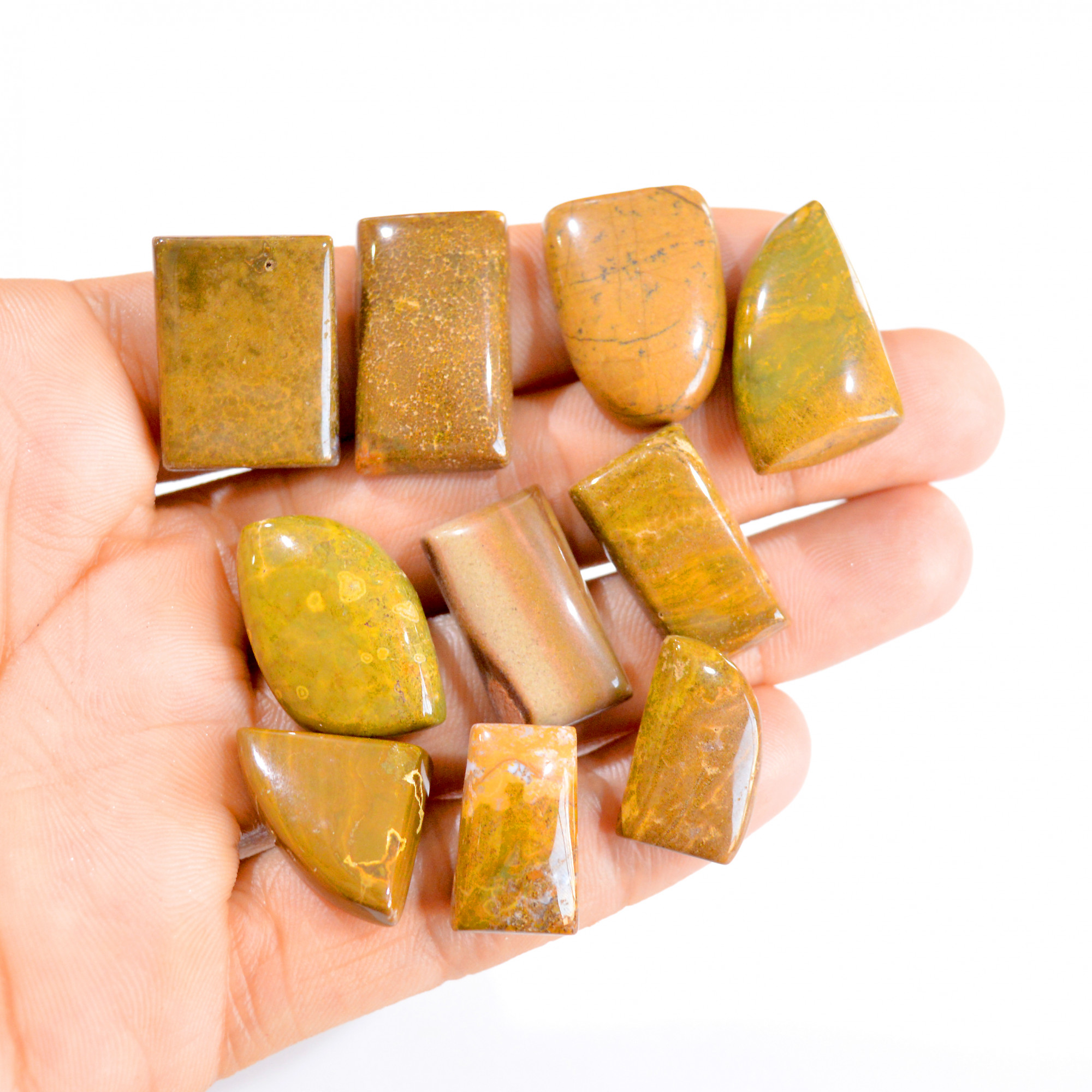 10 Pcs 227 Cts Natural Picture Jasper Cabochon Gemstone Lot 20x12-26x15mm 2847