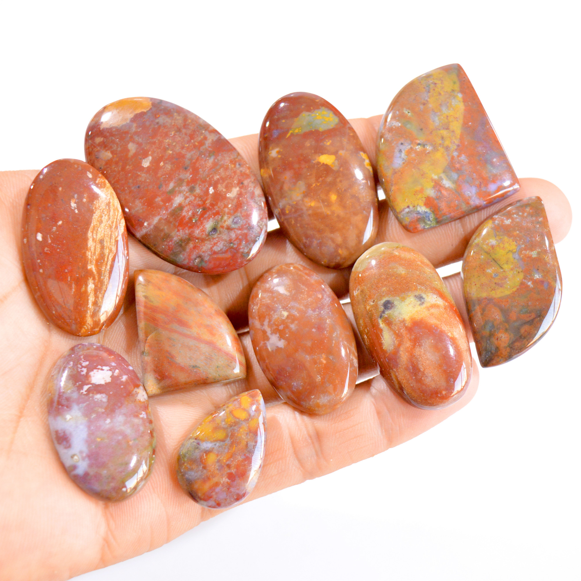 10 Pcs 460 Cts Natural Bloodstone Cabochon Loose Gemstone Lot 26x17-48x30mm 2848