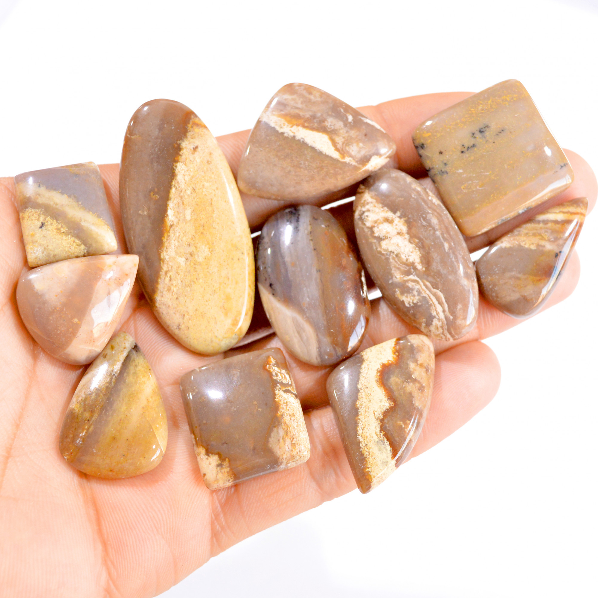 11 Pcs 369 Cts Natural Fancy Agate Cabochon Loose Gemstone Lot 19x16-51x23mm 2856